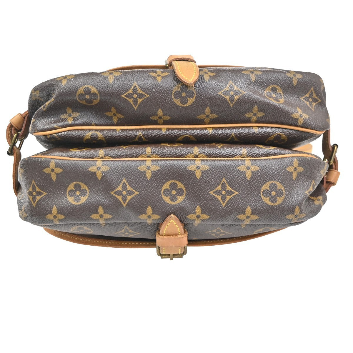LOUIS VUITTON Logo Saumur 30 Shoulder Bag Monogram Leather Brown M42256 10CA776