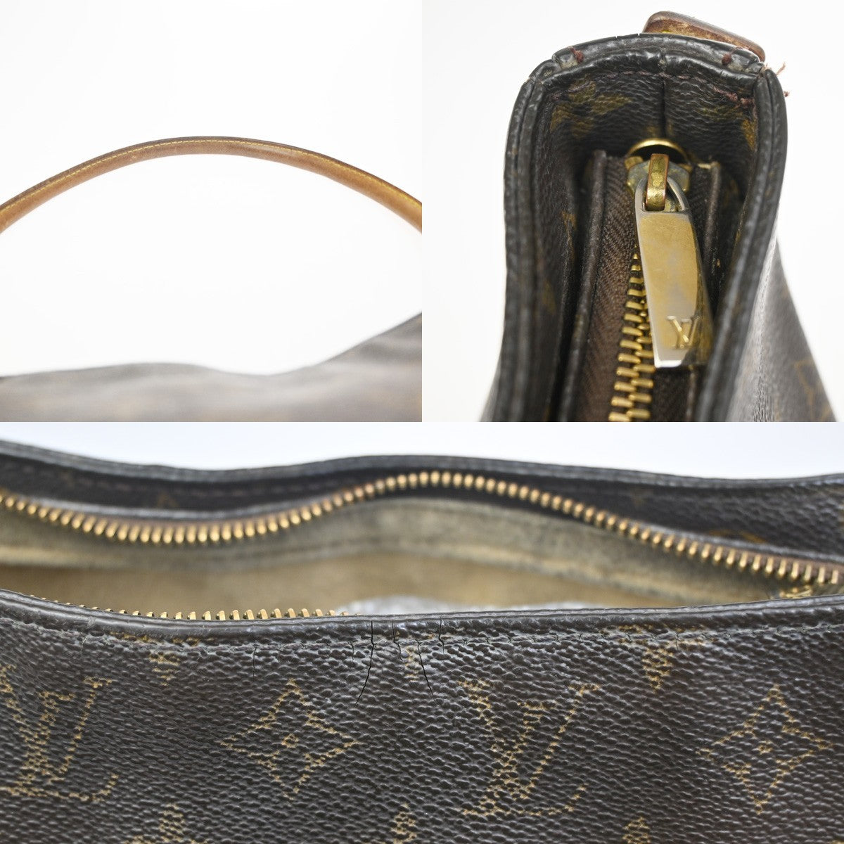 LOUIS VUITTON Logo Looping GM Shoulder Bag Monogram Leather Brown M51145 39KC481