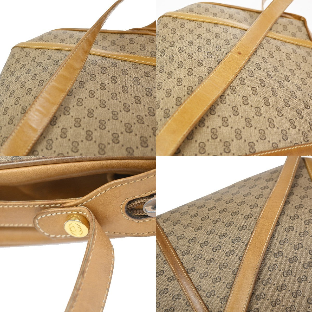 GUCCI Micro GG Pattern Shoulder Bag PVC Leather Brown Italy GHW 30KC928