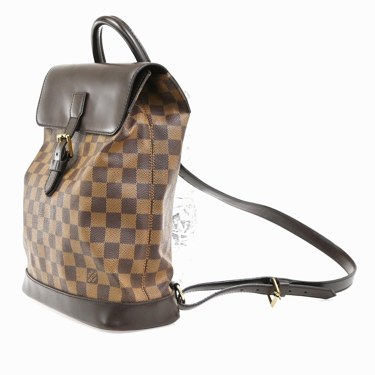 LOUIS VUITTON Logo Soho Backpack Bag Damier Ebene Leather Brown N51132 20SA057