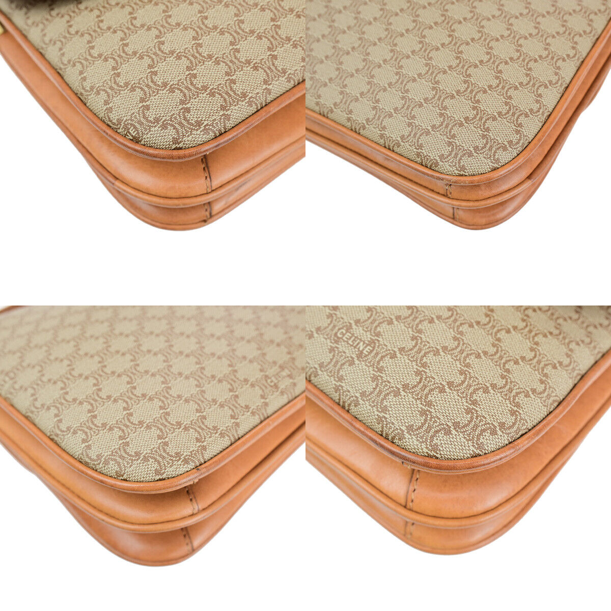 CELINE Logo Macadam Pattern Shoulder Bag PVC Leather Brown GHW Italy 36YG547