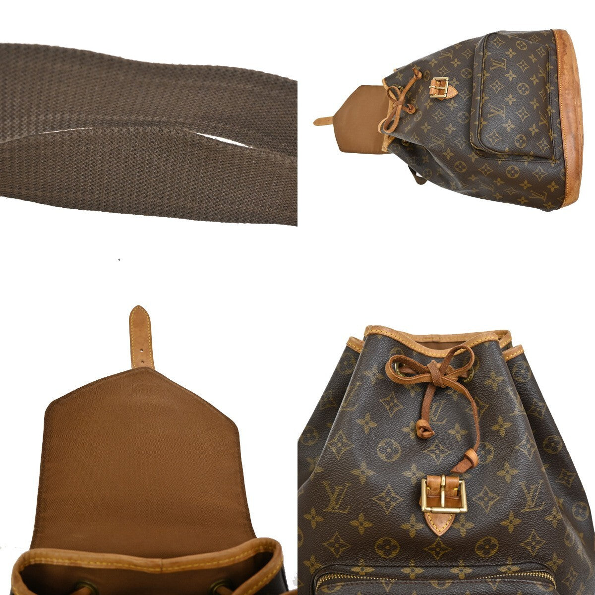 LOUIS VUITTON Montsouris GM Backpack Bag Monogram Leather Brown M51135 14EE287