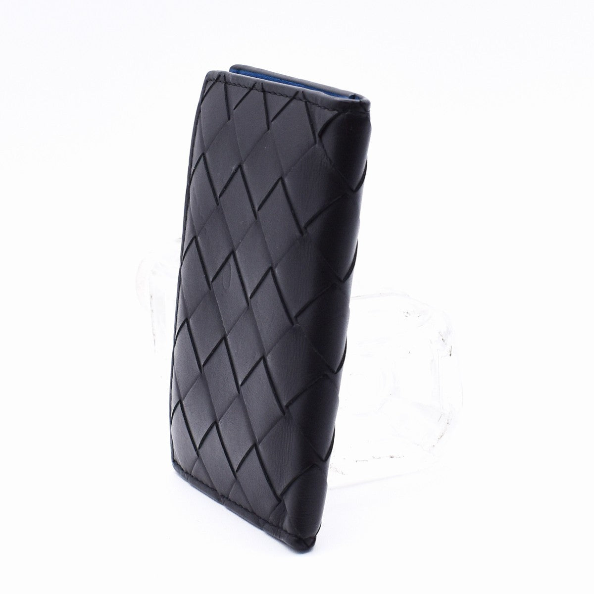BOTTEGA VENETA Logo Intrecciato Bifold Card case Leather Black  Blue 62RL569