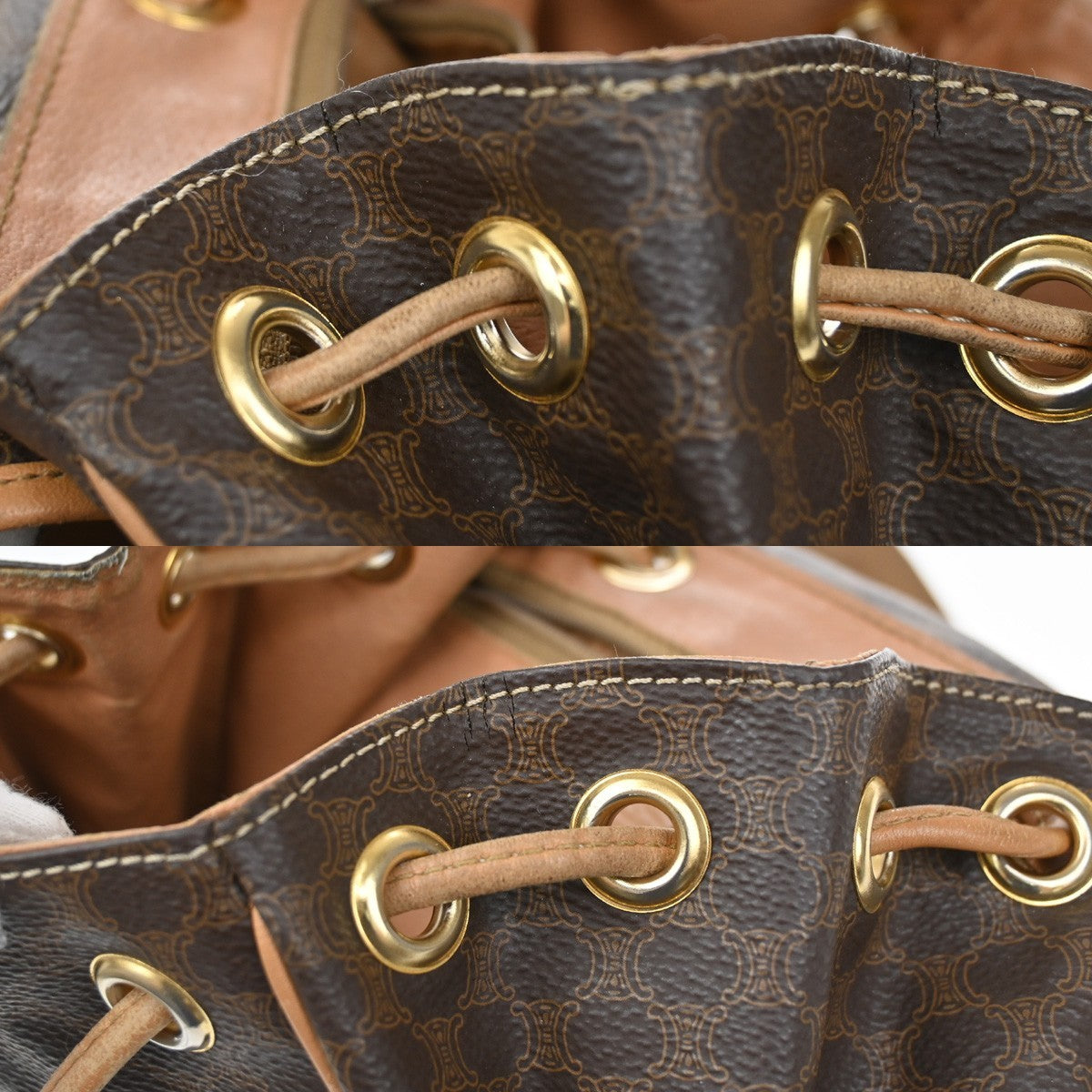 CELINE Logo Macadam Pattern Backpack Bag PVC Leather Brown GHW 33KB570