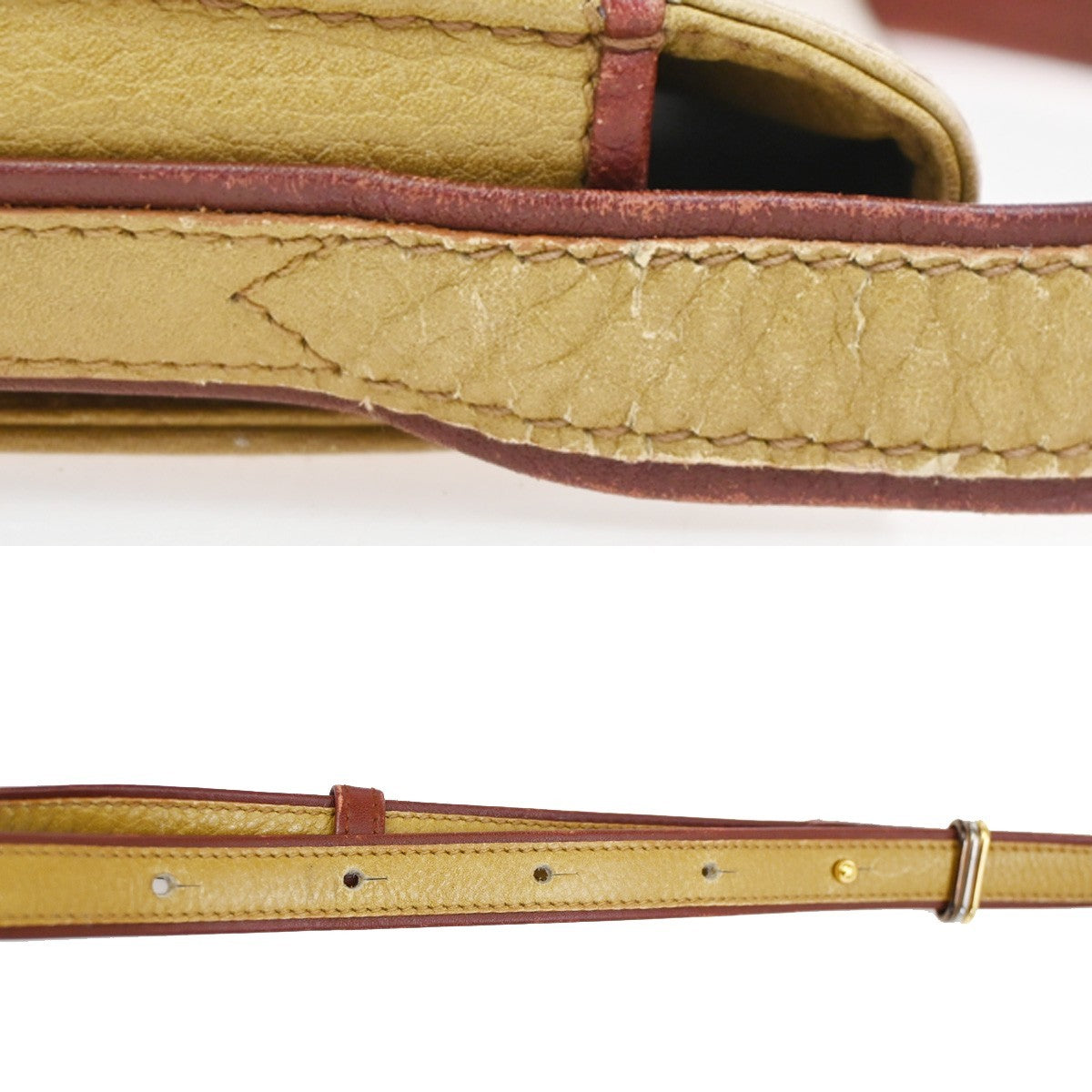 MUST DE CARTIER 2C Logo Bicolor Shoulder Bag Leather Yellow Red 61TA698