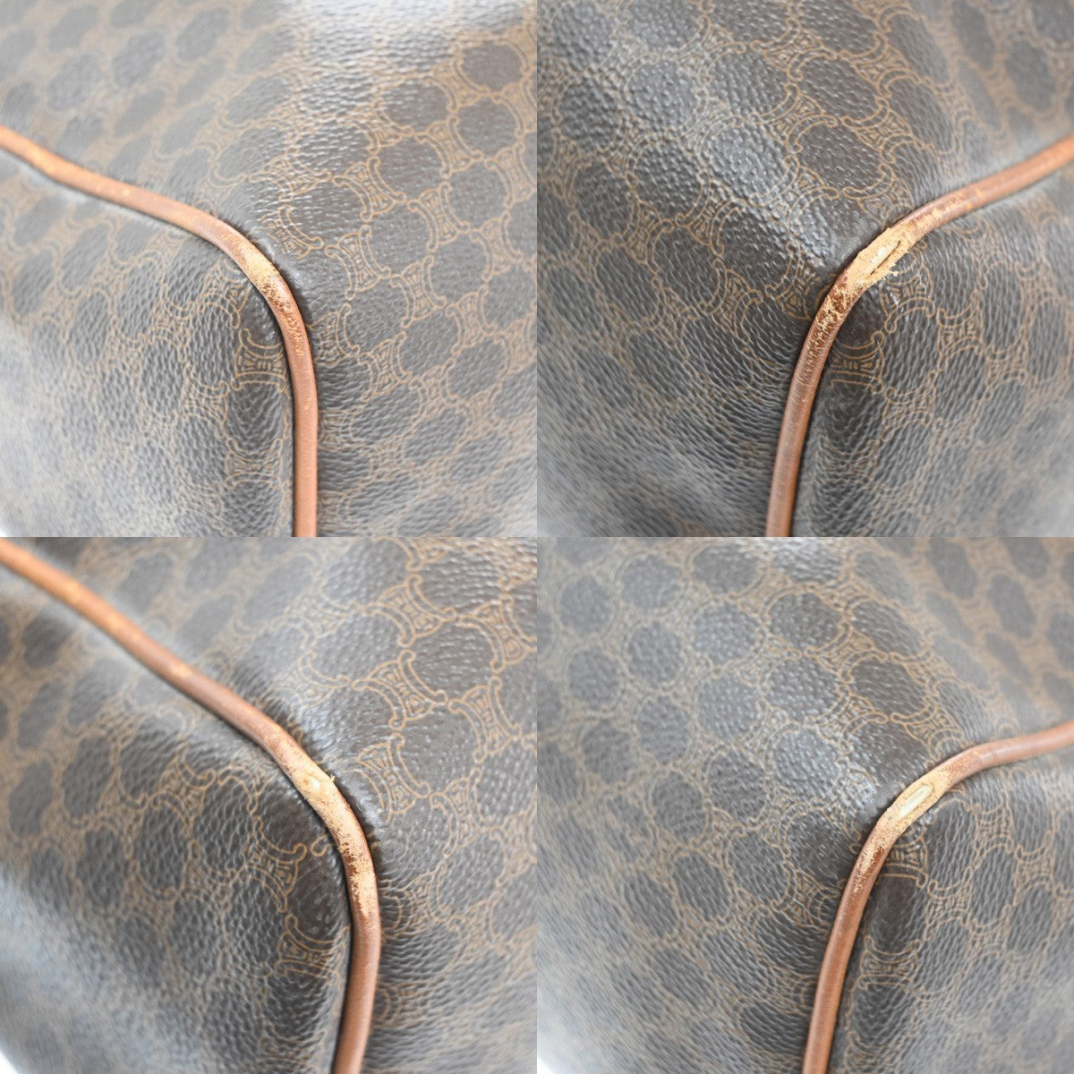 CELINE Logo Macadam Pattern Shoulder Hand Bag PVC Leather Brown Italy 61MA405