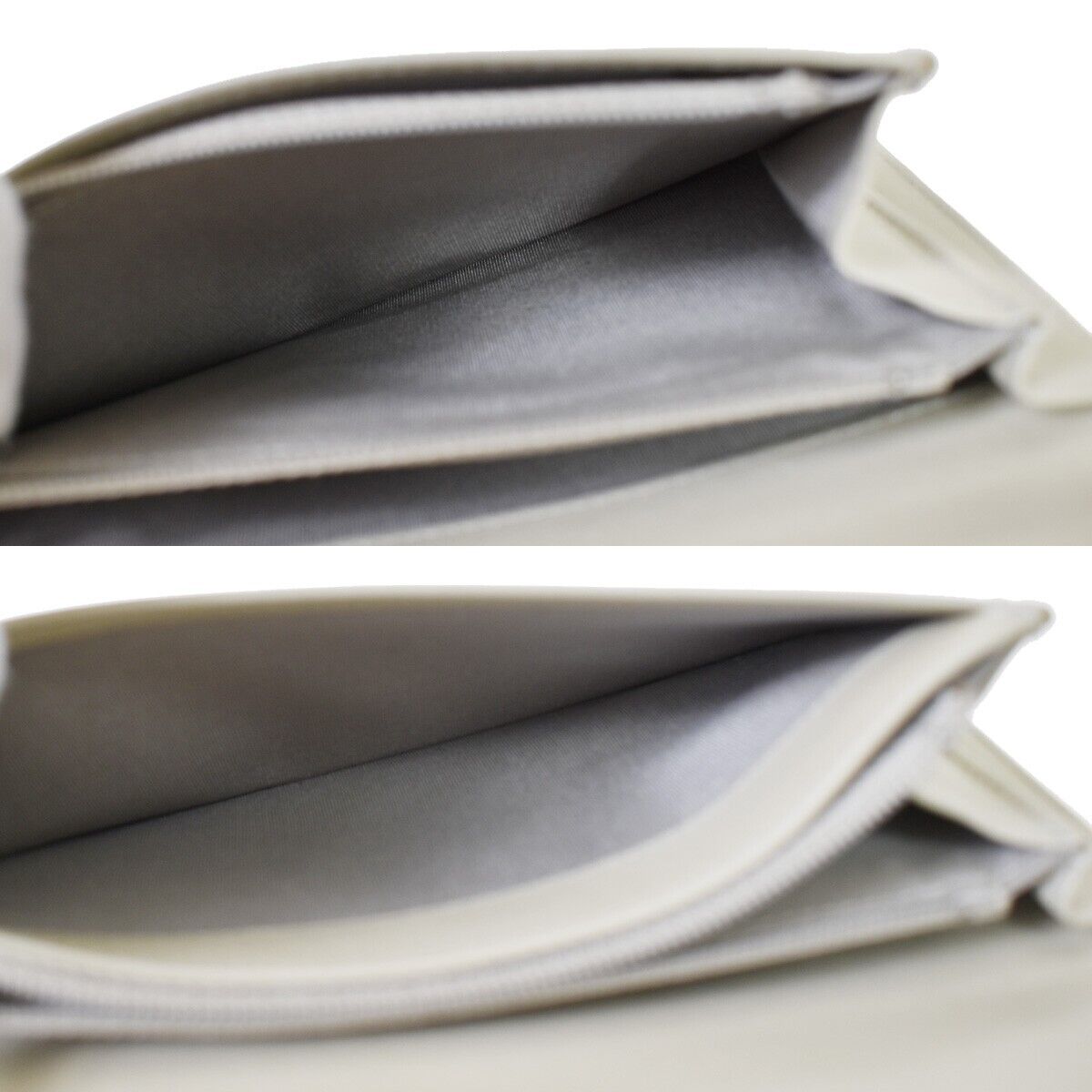 CHANEL CC Logo Long Bifold Wallet Purse Caviar Leather Ivory Italy 32JH714