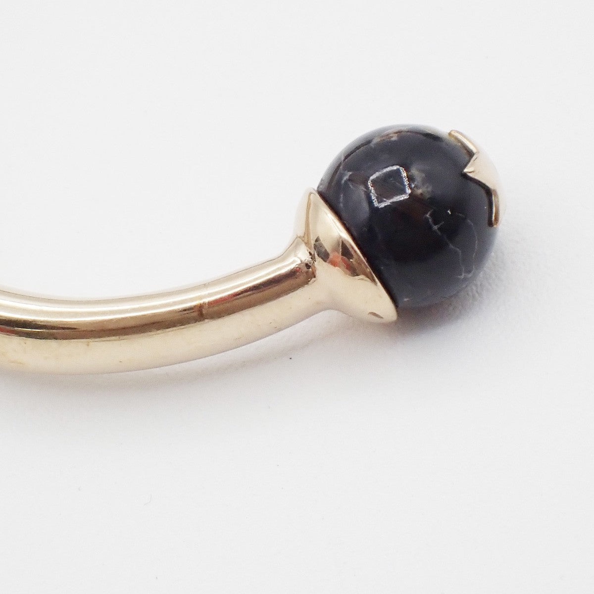 CHRISTIAN DIOR Logo Sphere Bangle Size S Black Enamel Gold 05KP448