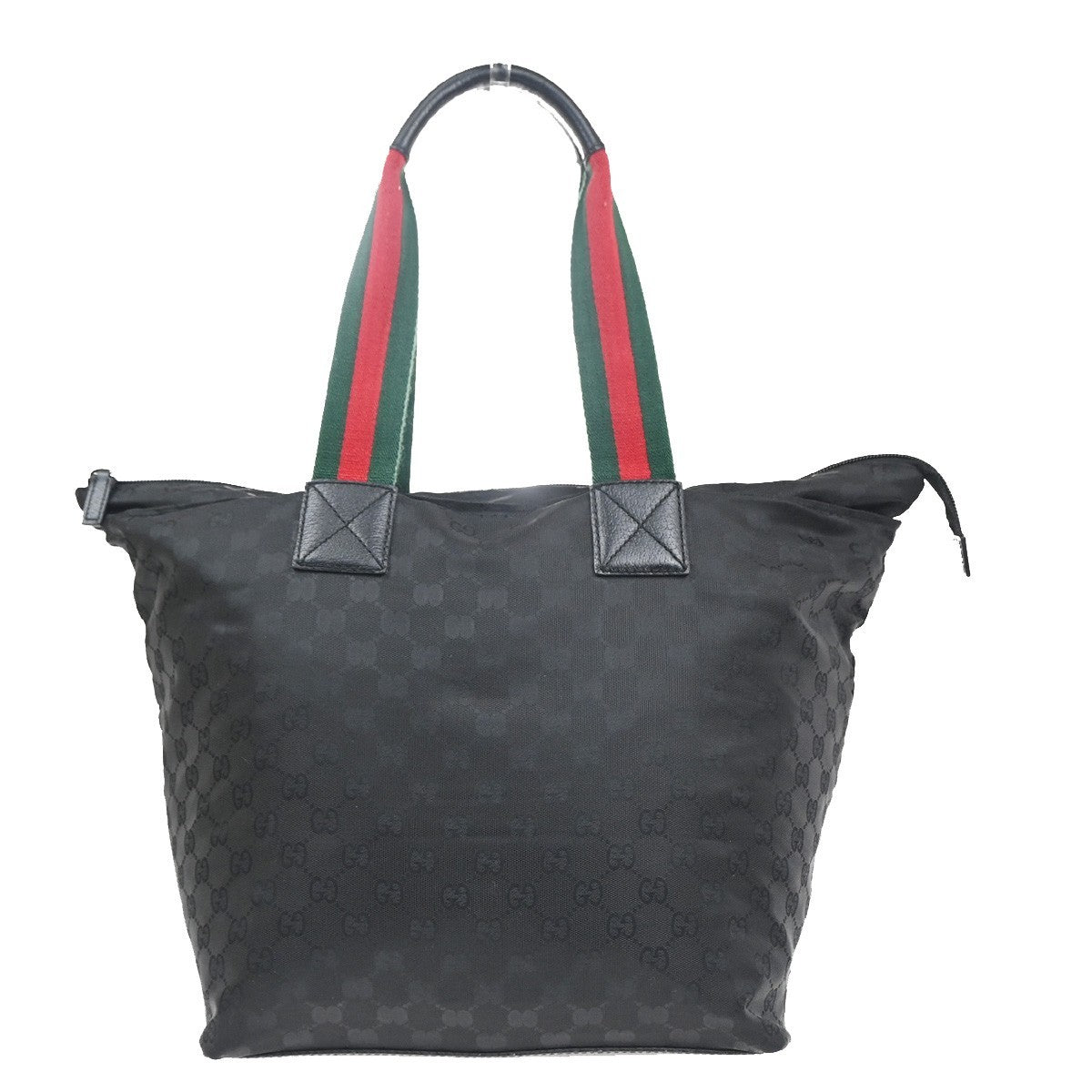 GUCCI Logo GG Pattern Sherry Travel Shoulder Bag Nylon Leather Black 64KC779