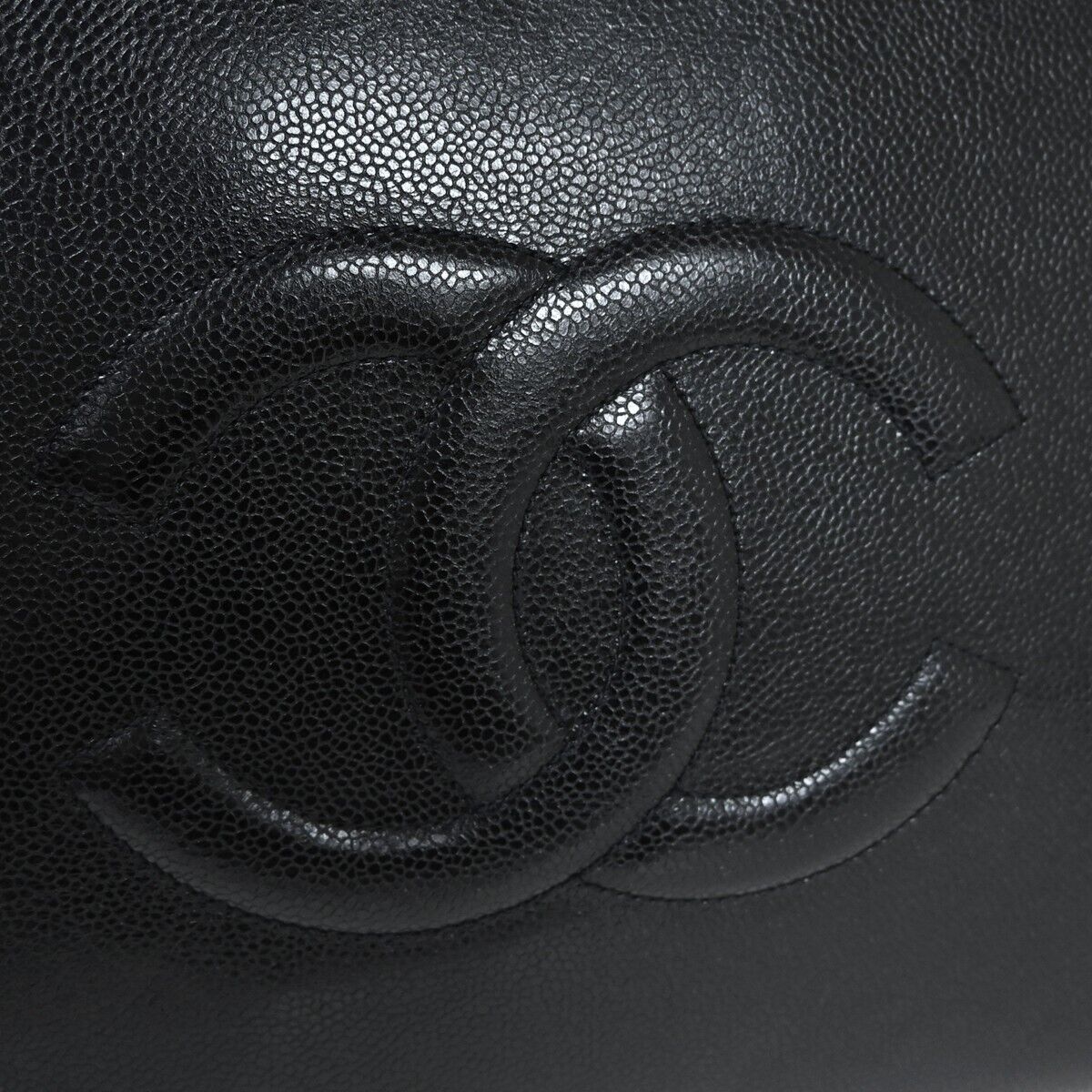 CHANEL CC Logo Chain Shoulder Bag Caviar Skin Leather Black GHW Vintage 342RH892