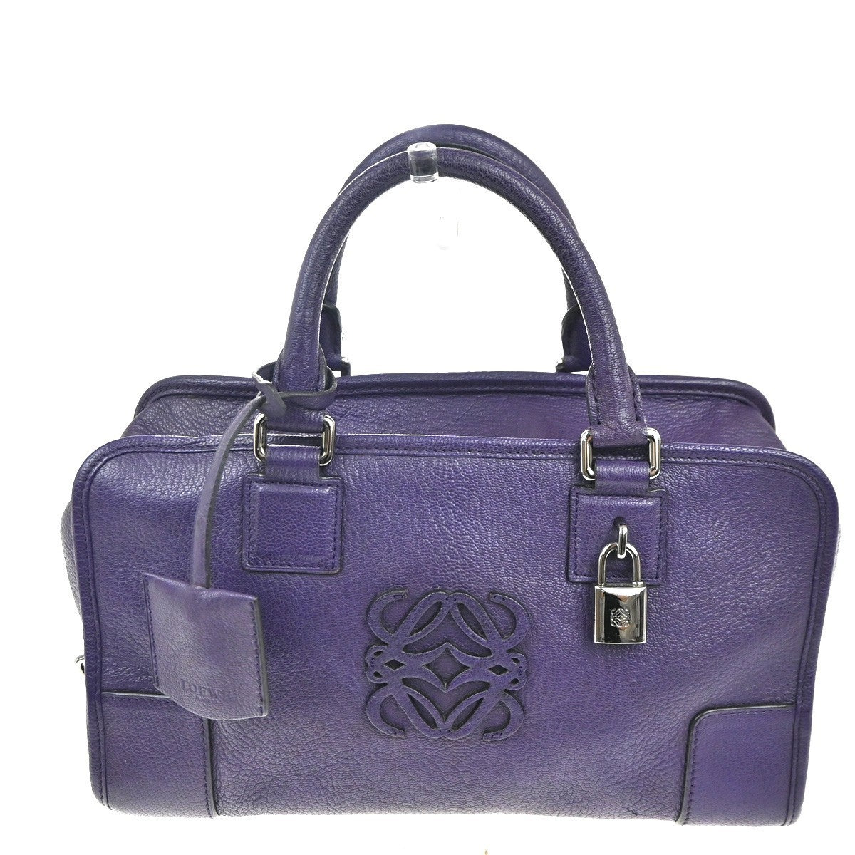 LOEWE Anagram logo Amazona 28 handbag suede Leather Purple Spain SHW 50RL795