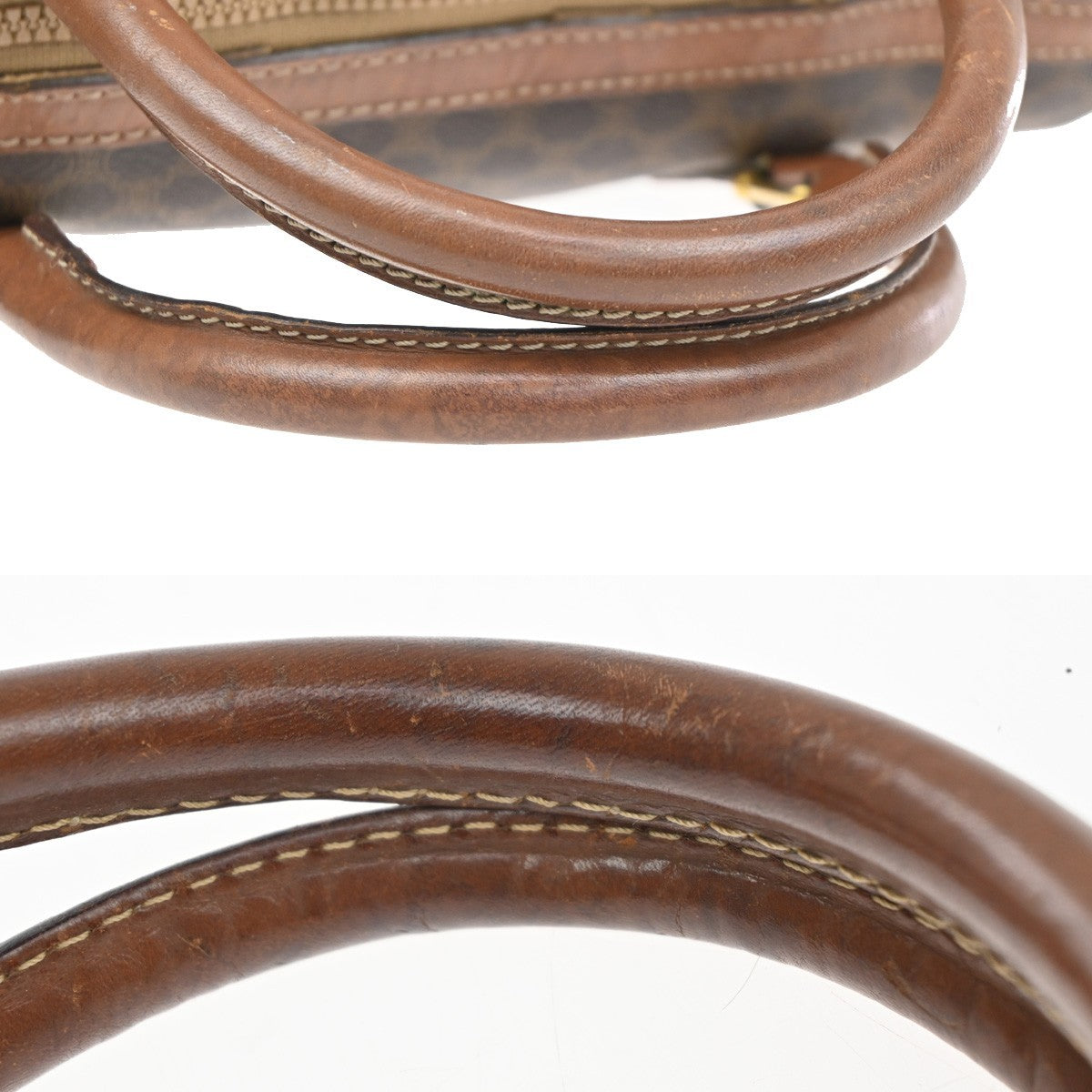 CELINE Logo Macadam Pattern Travel Hand Bag PVC Leather Brown GHW Italy 09KB734