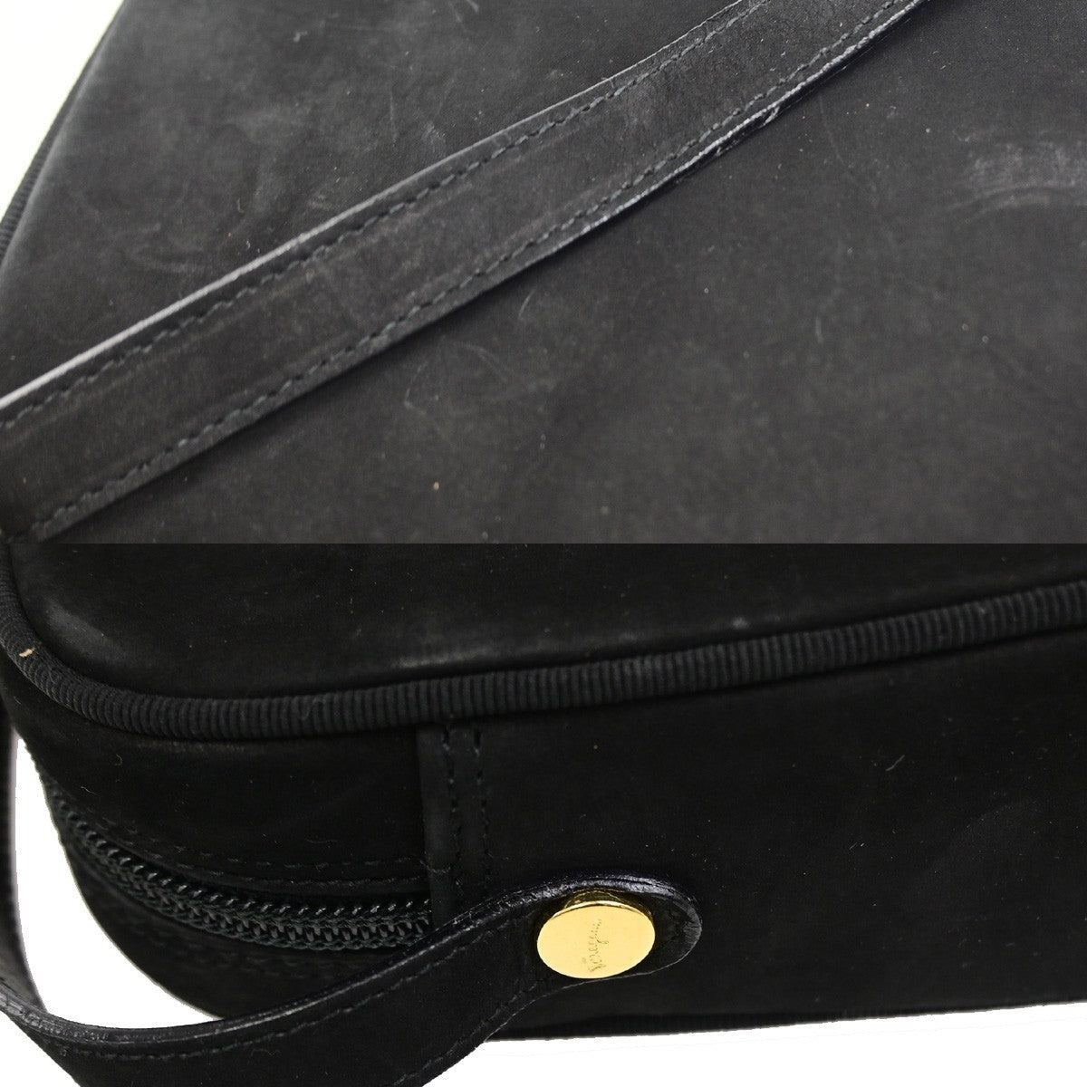 SALVATORE FERRAGAMO Logo Vara Mini Shoulder Bag Suede Leather Black GHW 36KD113