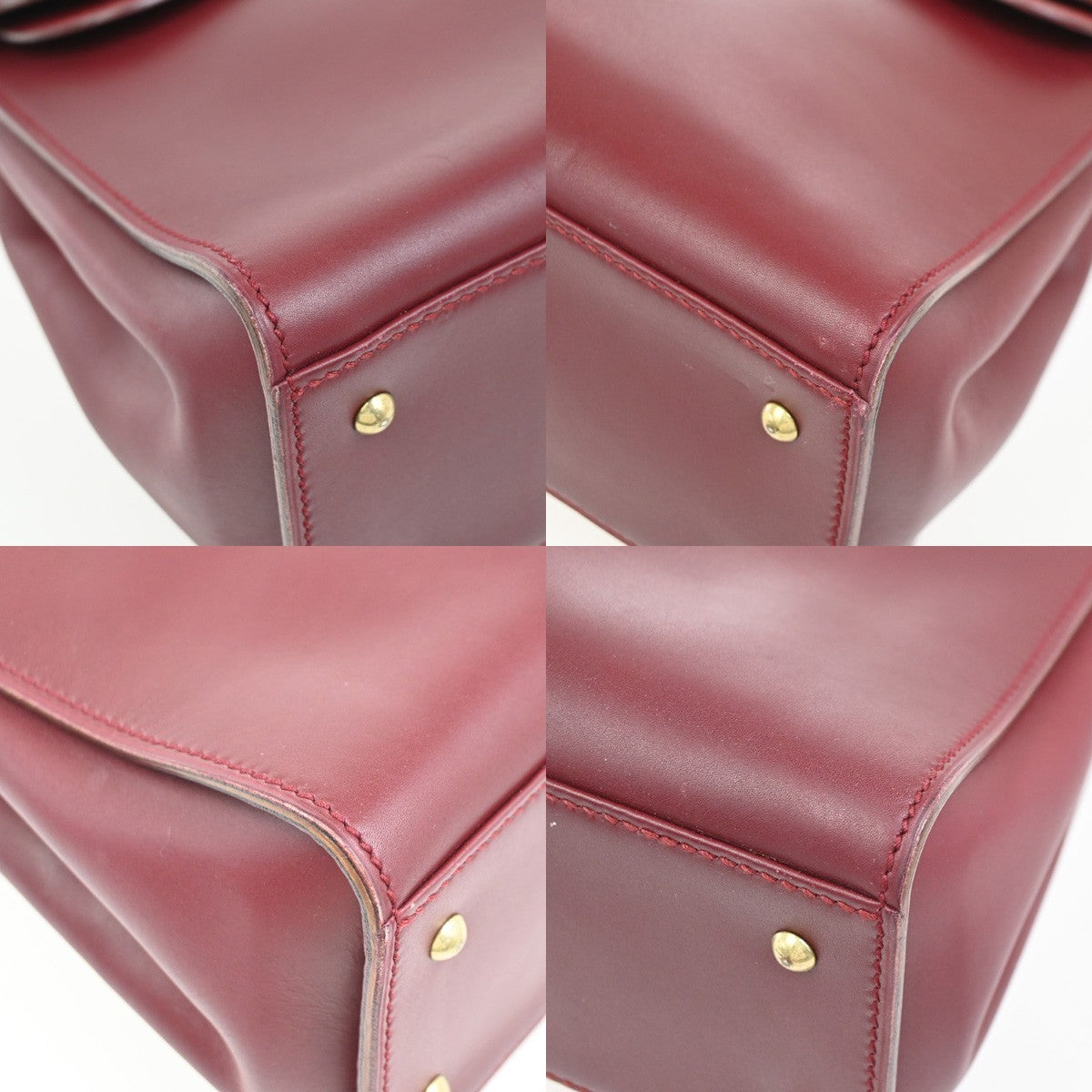 GUCCI Logo Top Handle Shoulder Hand Bag Leather Red GHW Italy 70KC634
