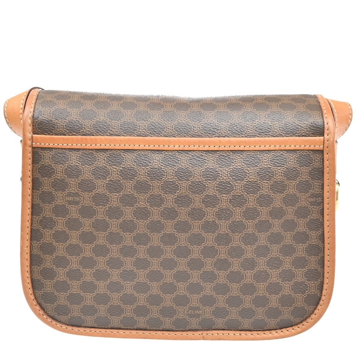 CELINE Logo Macadam Pattern Shoulder Bag PVC Leather Brown GHW Italy 67EG395