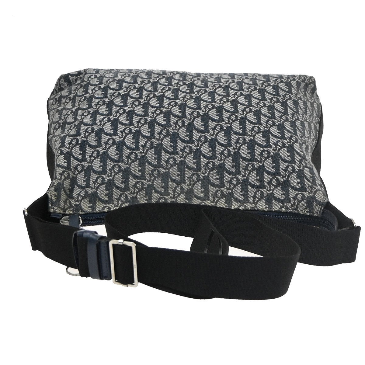 CHRISTIAN DIOR Trotter Pattern shoulder Bag Canvas Leather Navy Blue 70SA157