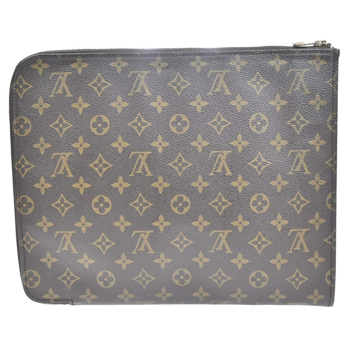LOUIS VUITTON Poche Documents Clutch Bag Monogram Leather Brown France 87MA465