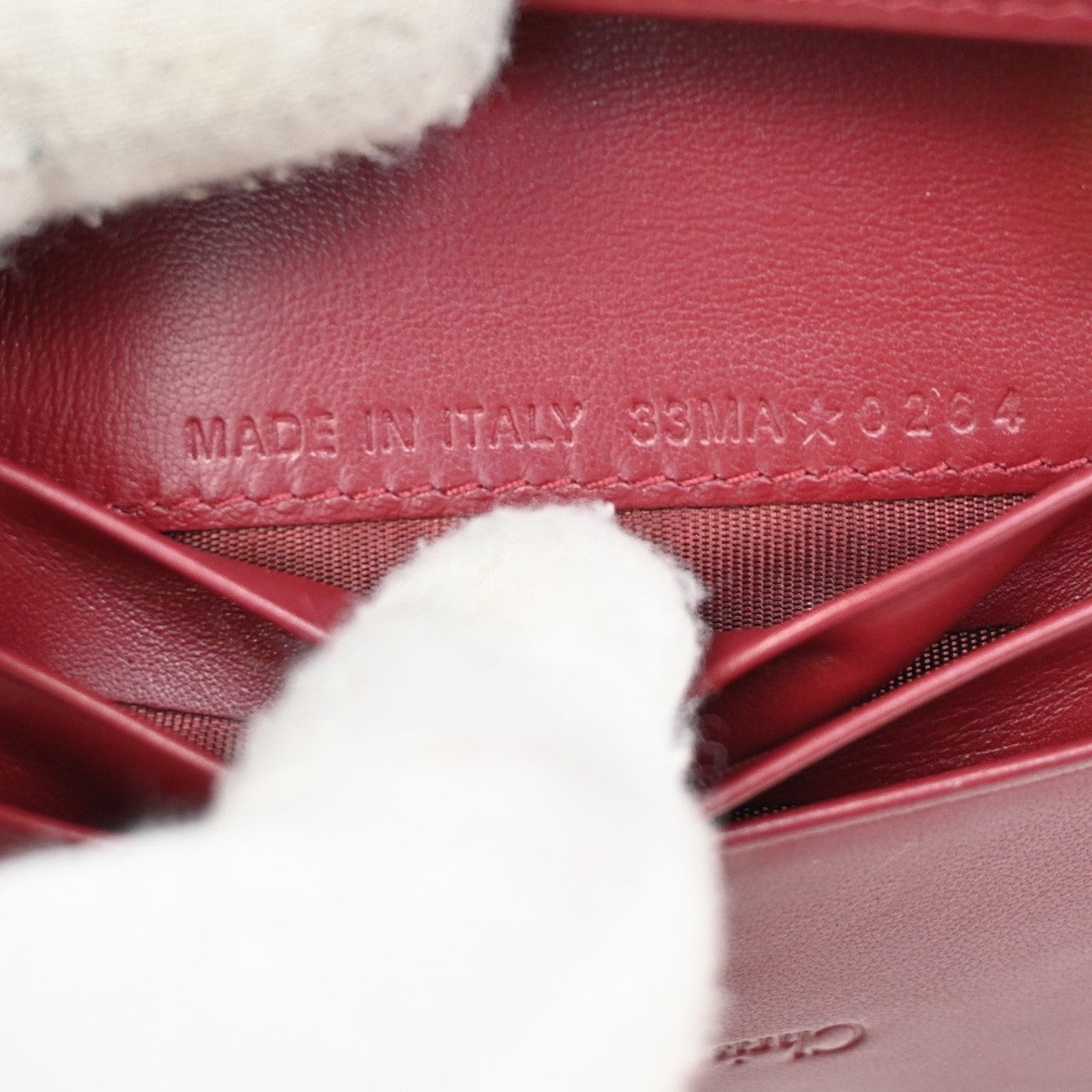 CHRISTIAN DIOR Cannage Mini Lady Dior Gardenia Wallet Patent Leather Red 80RL584