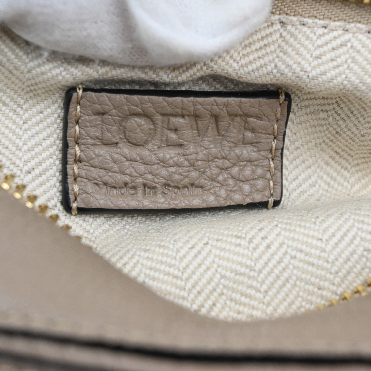 LOEWE Logo Puzzle Small 2way Shoulder Hand Bag Leather Beige Spain GHW 629RL948