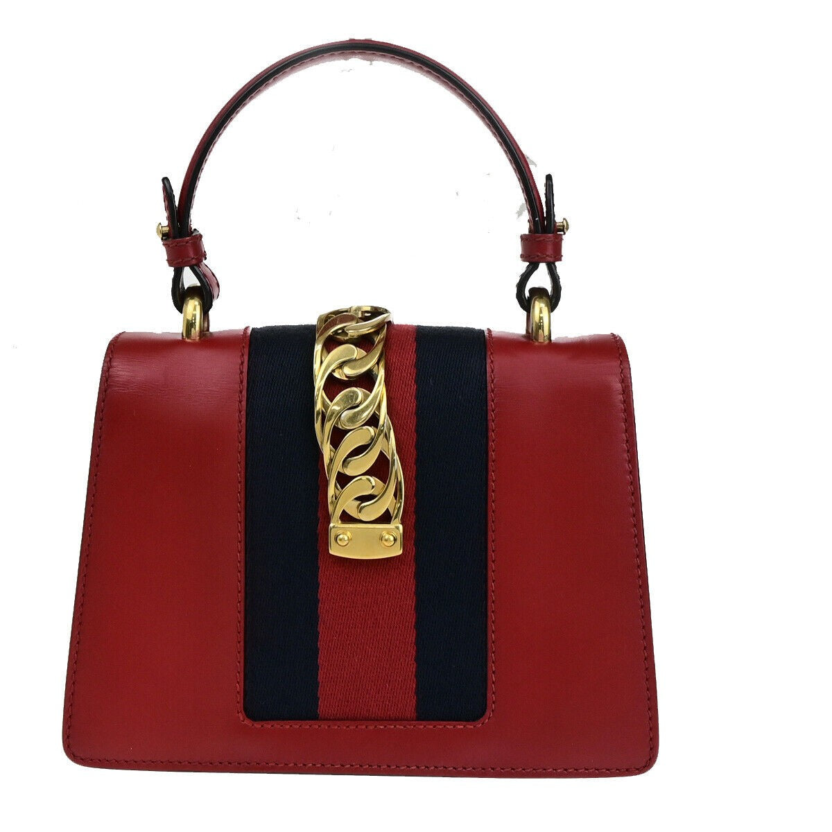 GUCCI Logo Mini Sylvie Sherry 2Way Shoulder Hand Bag Leather Red GHW 53RK113