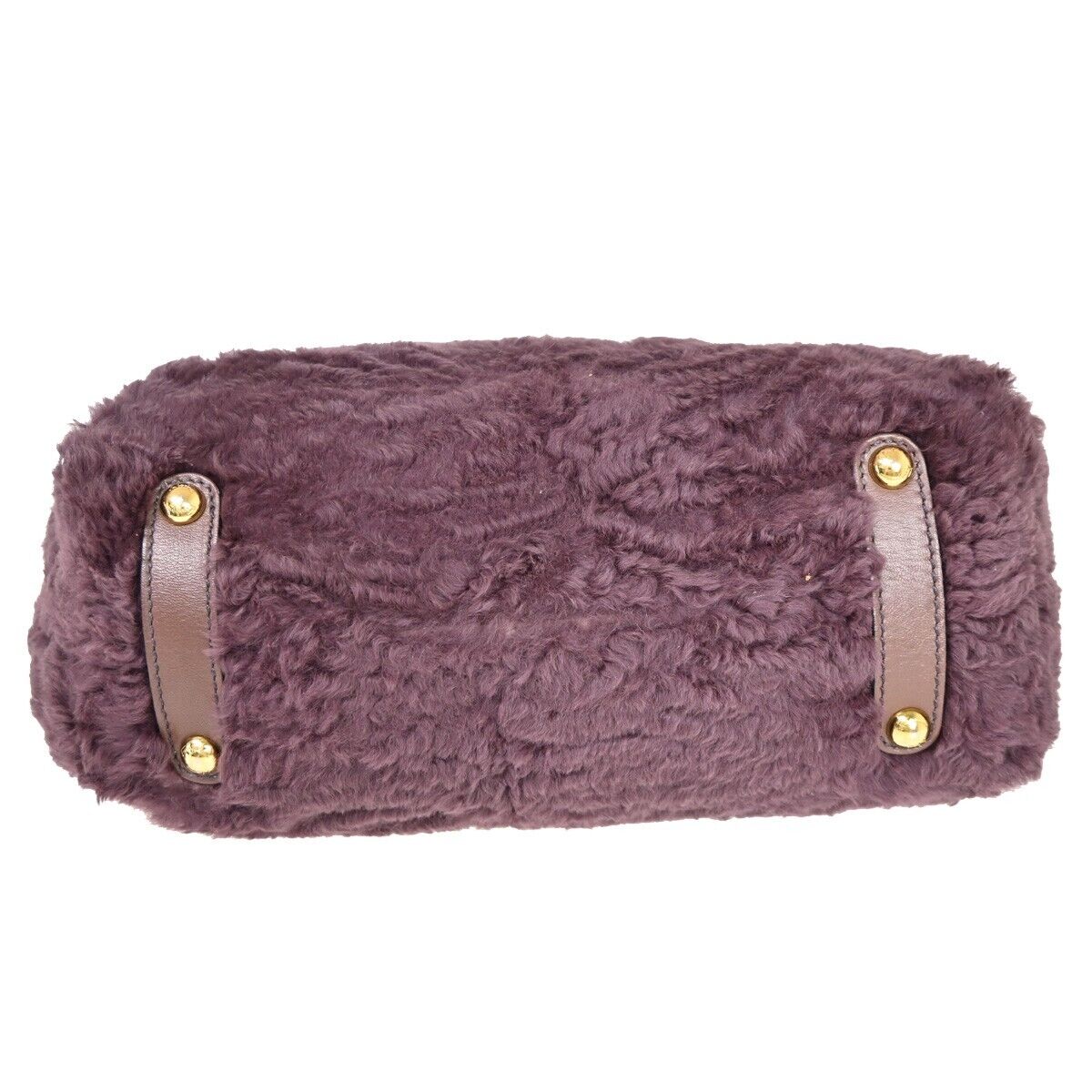 SALVATORE FERRAGAMO Logo Gancini Hand Bag Fur Leather Purple GHW Italy 09YD551