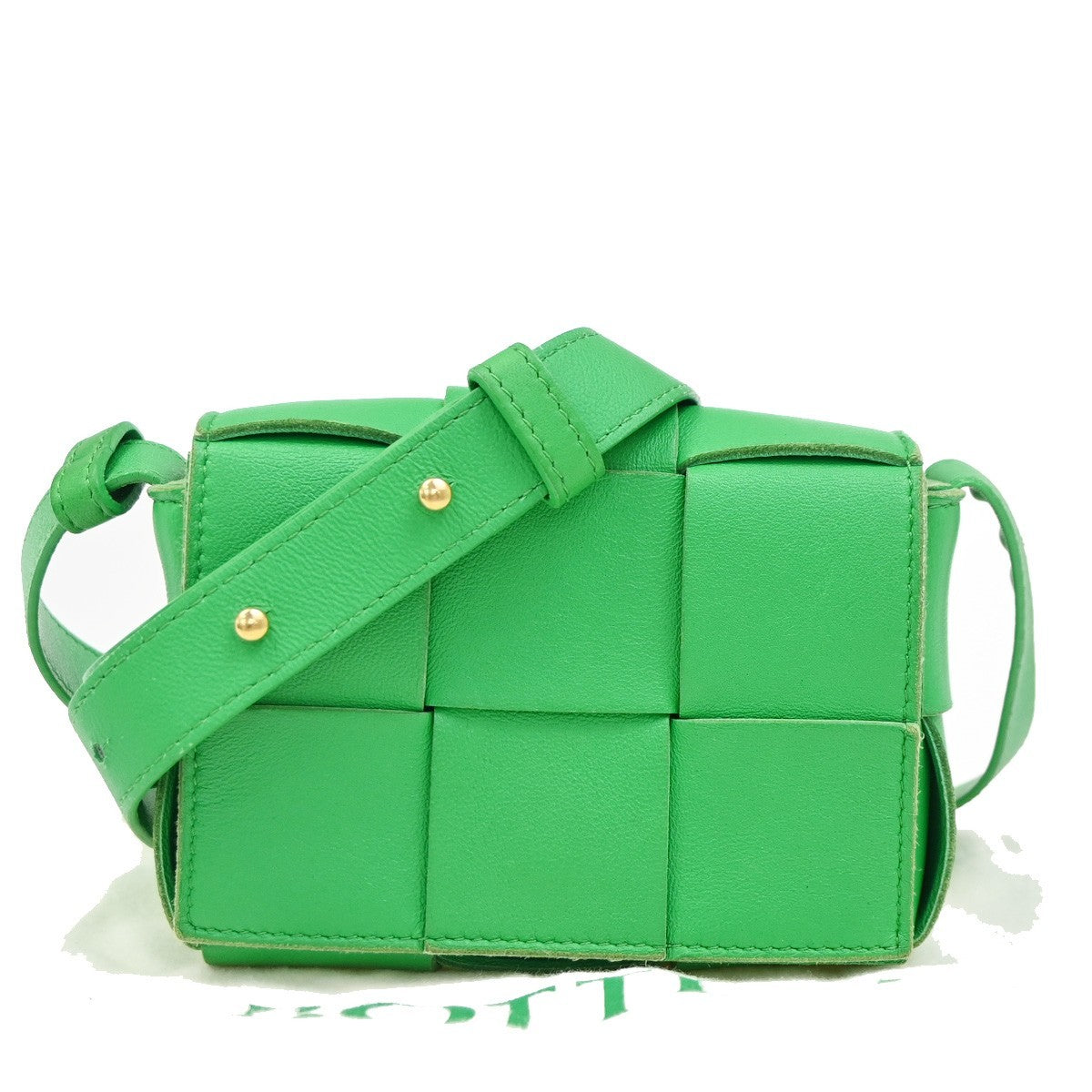 BOTTEGA VENETA Cassette Intrecciato Shoulder Bag Leather Green Parakeet 14ZA101