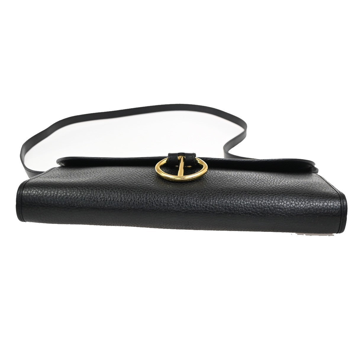 CHRISTIAN DIOR Logo 2Way Shoulder Clutch Bag Leather Black GHW  France 31YH907