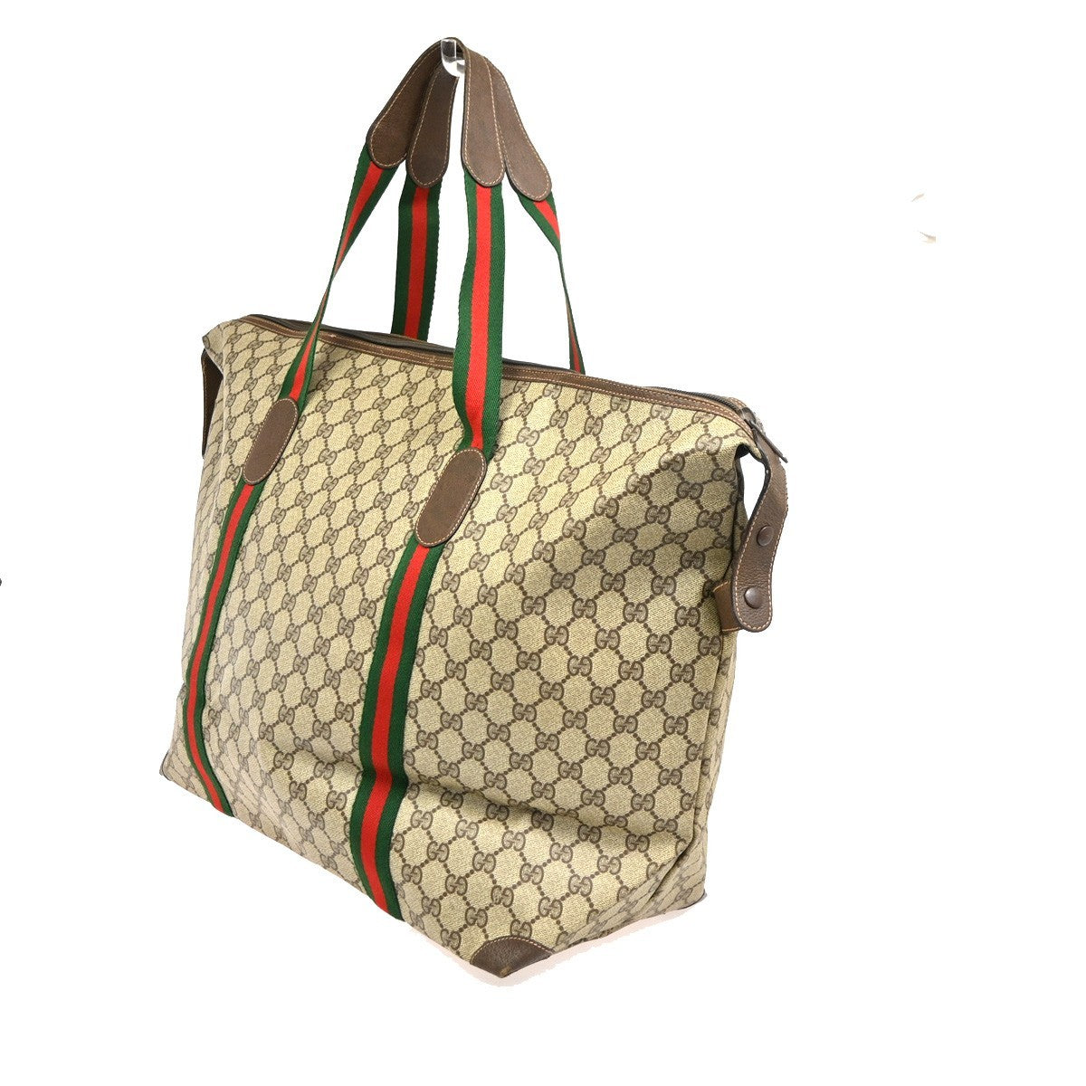 GUCCI Web Stripe Sherry GG Pattern Shoulder Bag PVC Leather Brown Italy 33TA685