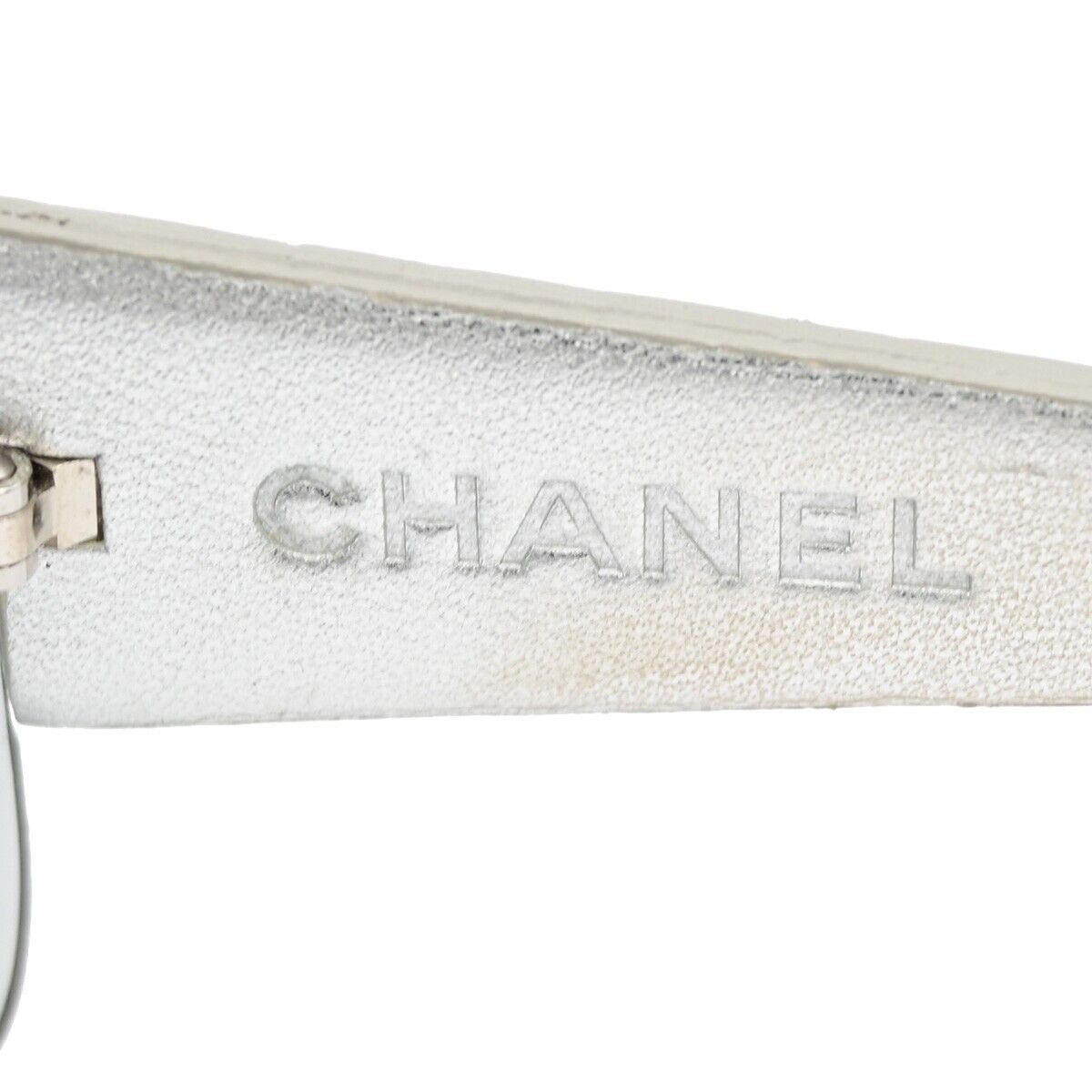 CHANEL CC Logo Matelasse Sunglasses Eye Wear 4157-Q Leather Silver 66YE628