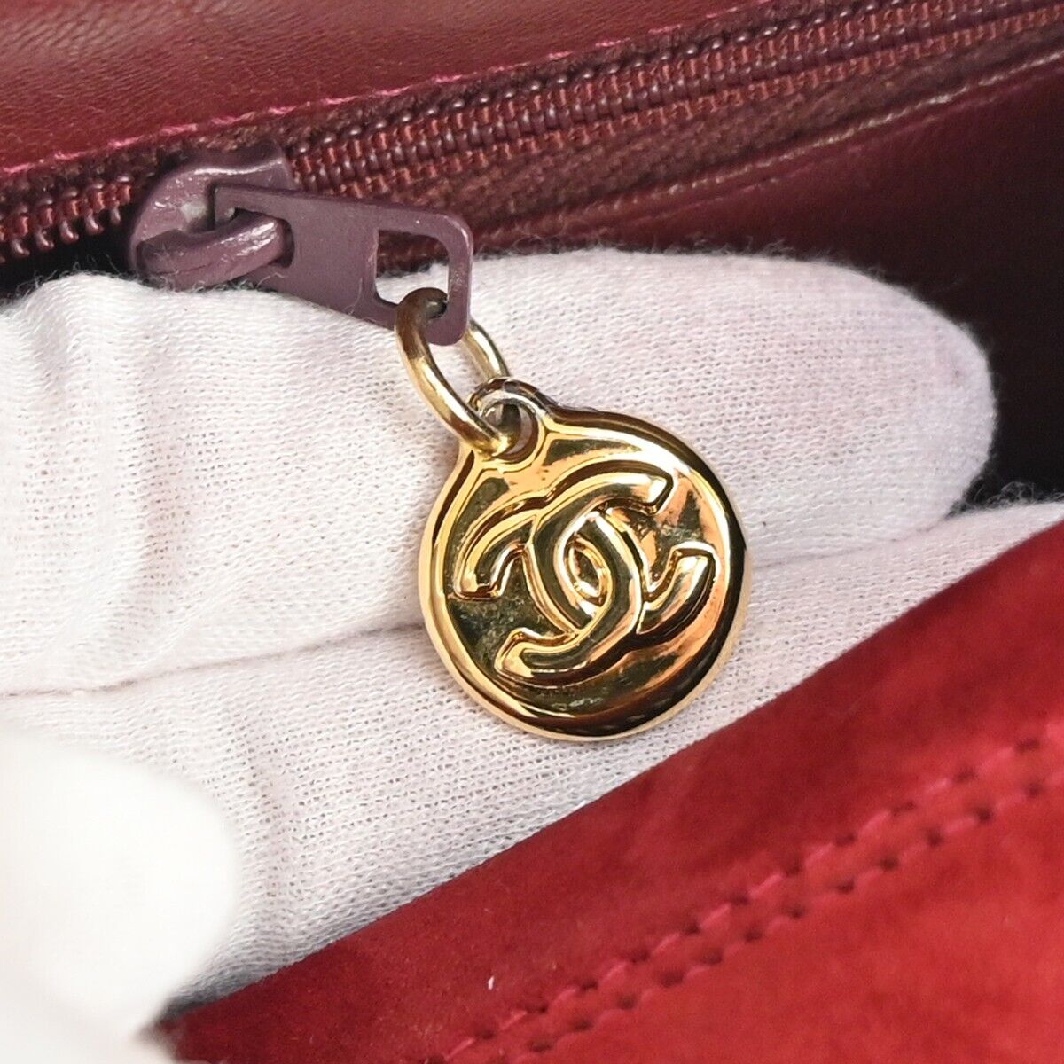 CHANEL CC Matelasse Tassel Mini Chain Shoulder Bag Suede Leather BX GHW 638FA087