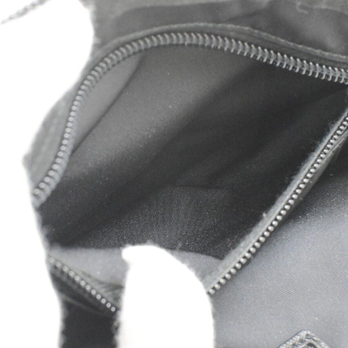 PRADA Logo Tessuto Cosmetic Pouch Nylon Leather Black Silver 32KA464