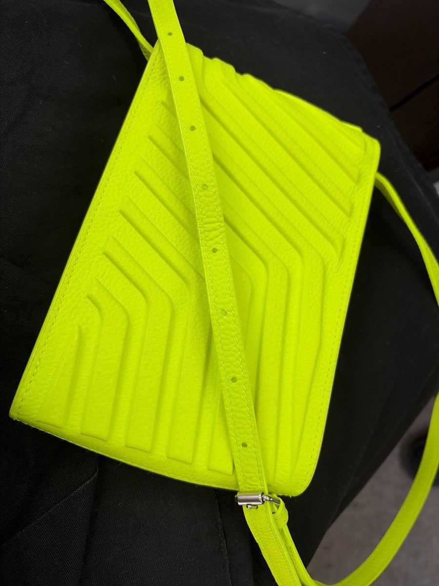 BALENCIAGA Logo Car Phone Holder Mini Shoulder Bag Leather Yellow Italy 34YH975
