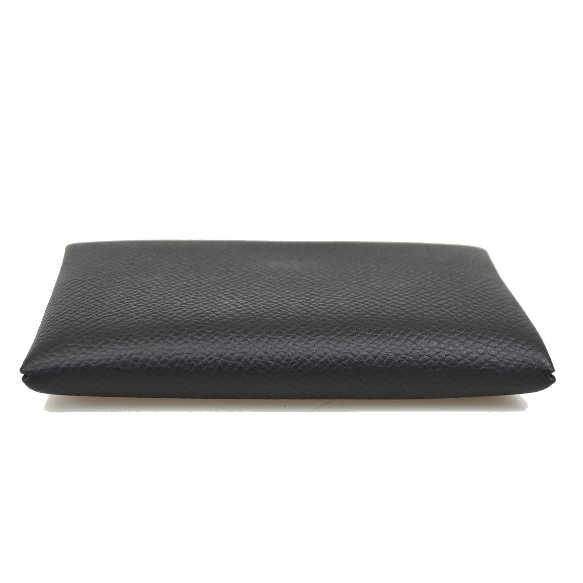 HERMES Logo Calvi Card Case Epsom Leather Black SHW France 72LC614