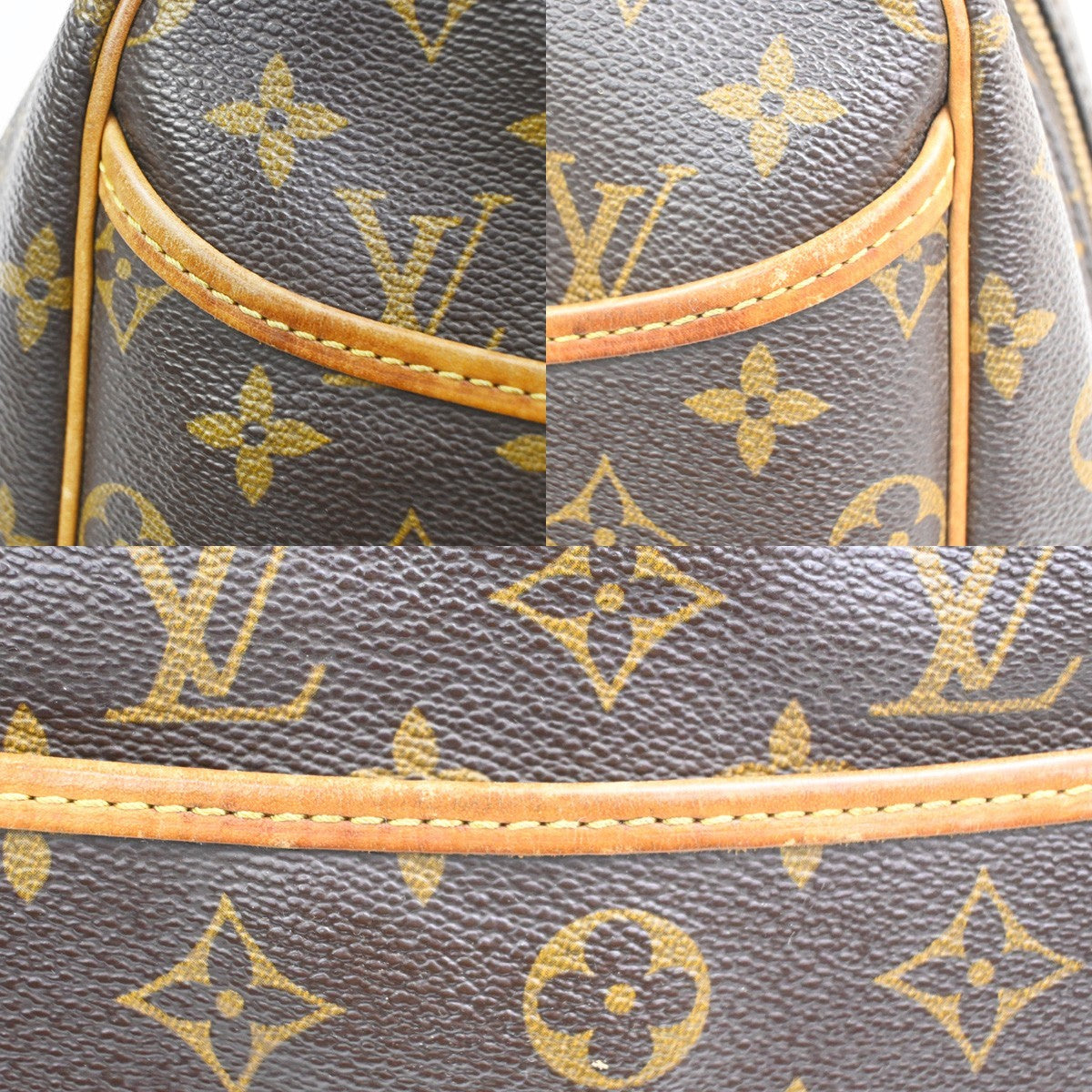 LOUIS VUITTON LV Logo Deauville Hand Bag Monogram Leather Brown M47270 34CA832