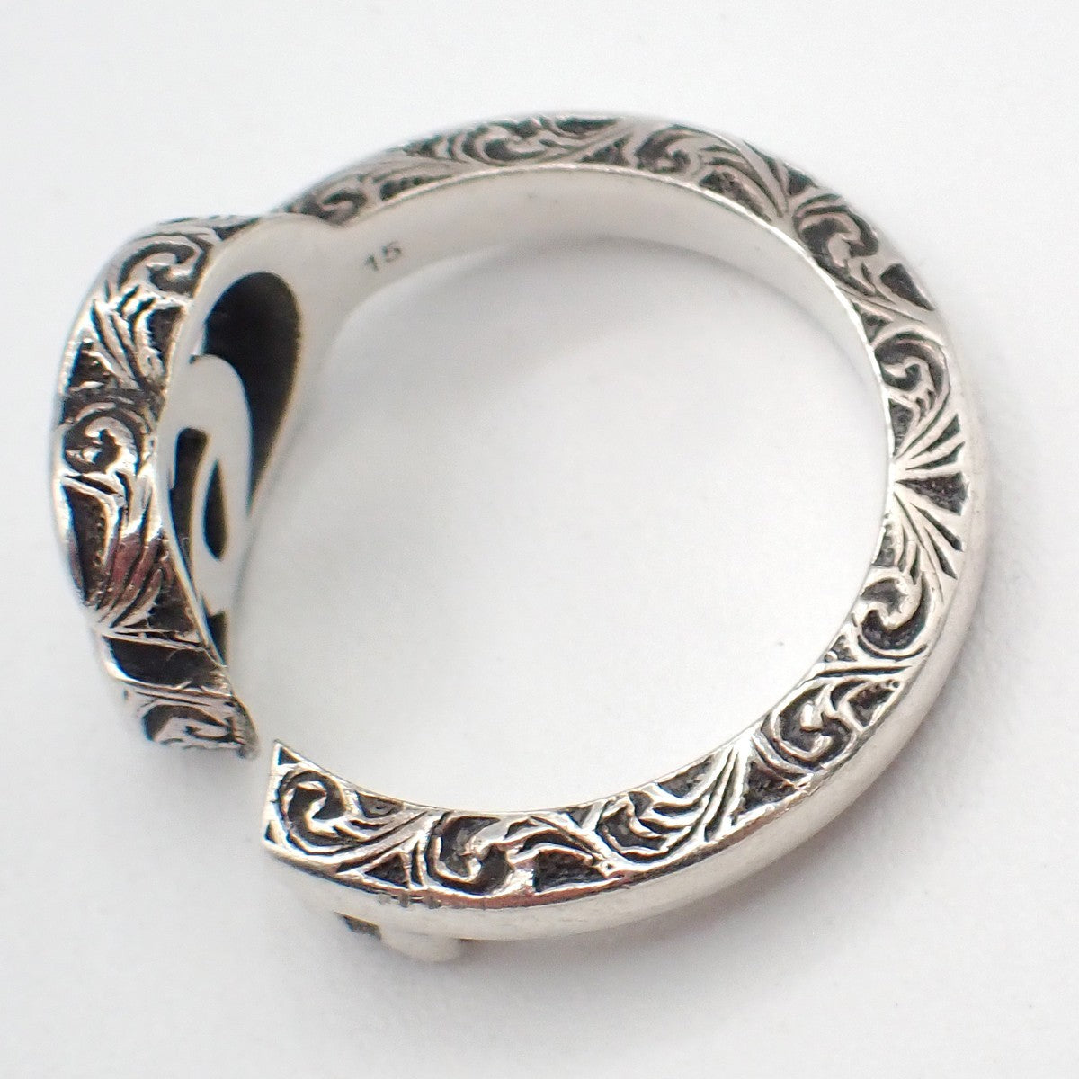 GUCCI GG Logo Ring  Size JP 15 US 7.5 Silver 925 Accessories 61LC628