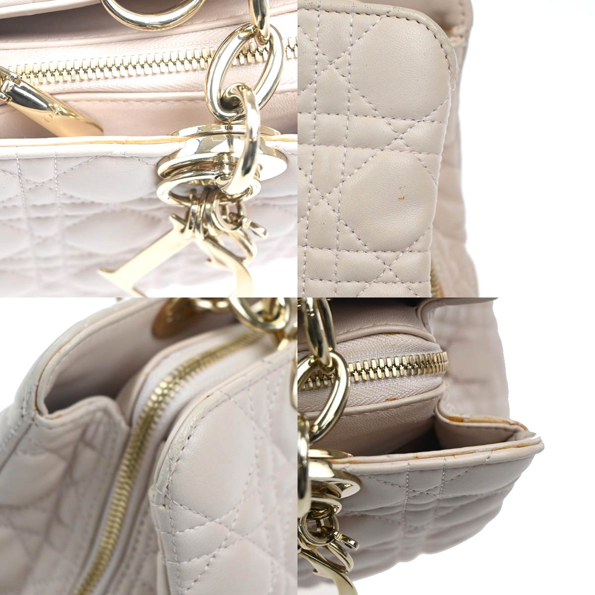 CHRISTIAN DIOR Logo Cannage Chain Shoulder Bag Leather Pink GHW Italy 689RL954