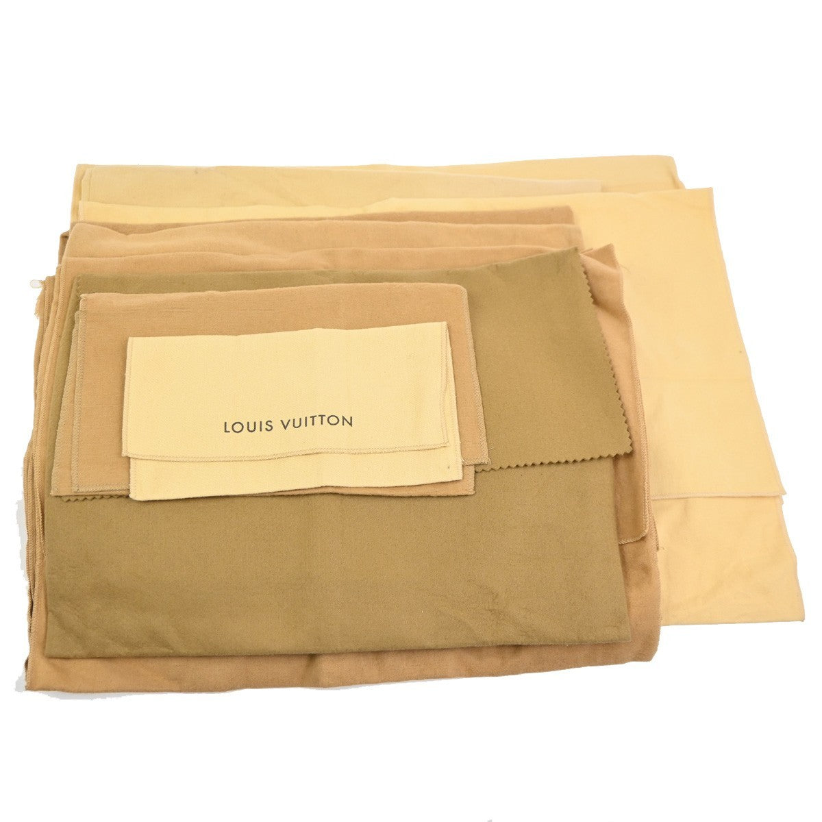 LOUIS VUITTON Logo 10 Set Dust Bag Drawstring Canvas Cotton Beige Brown 09KC725