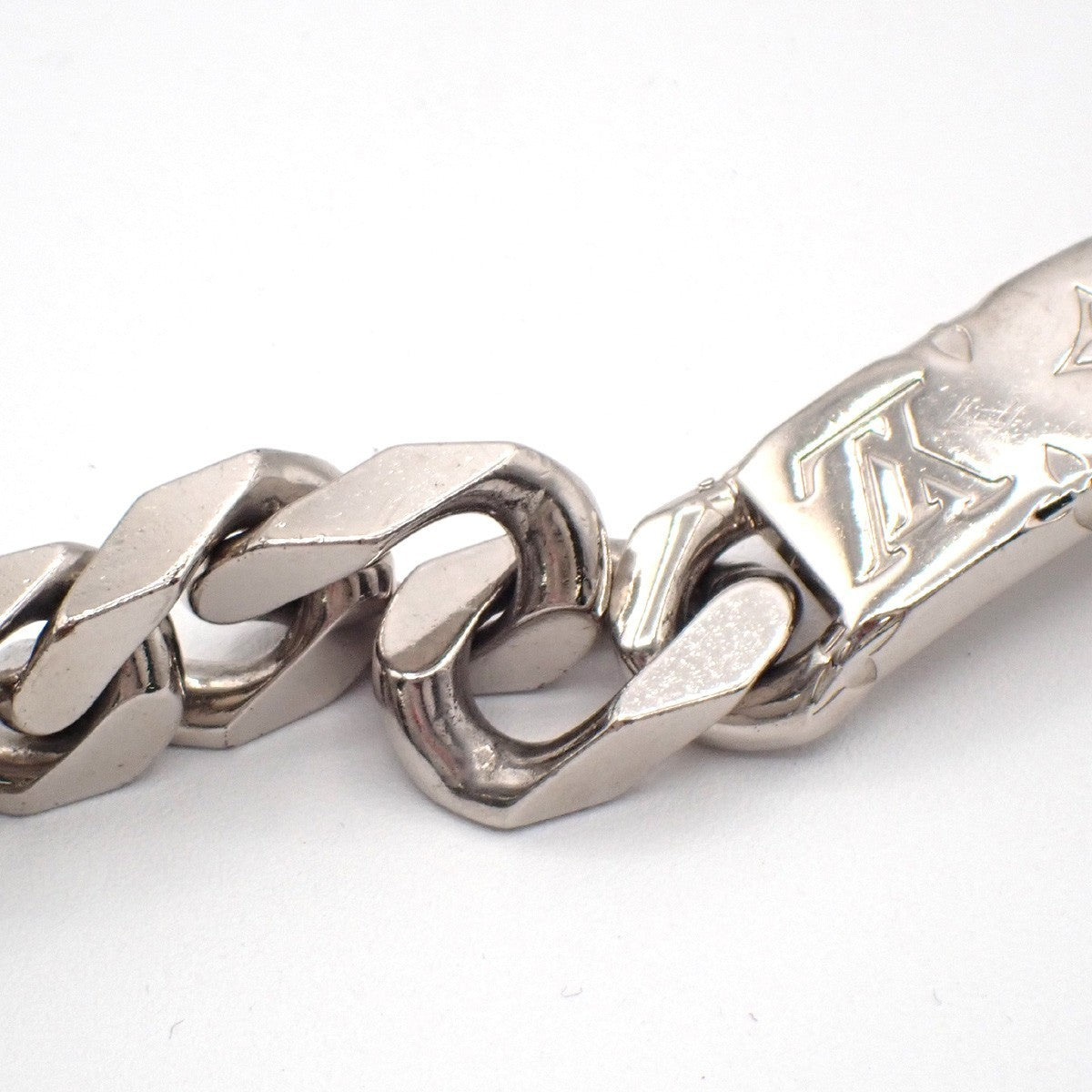 LOUIS VUITTON Logo Monogram Chain Bracelet  Silver Italy M00270 85RL711