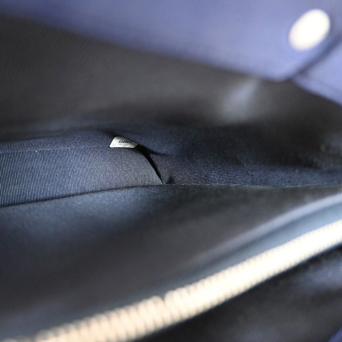 CHANEL CC Logo Metal Handle Hand Tote Bag Nylon Leather Blue Silver 35KA012