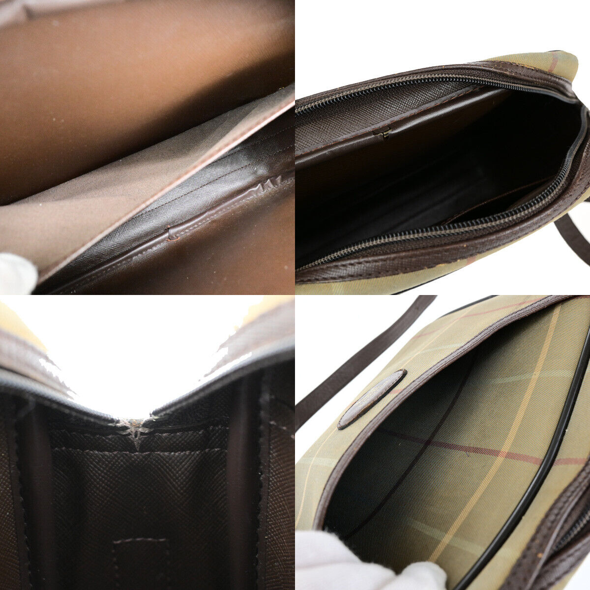 Burberrys Logo Shoulder Bag Check Canvas Leather Brown GHW 05YG581