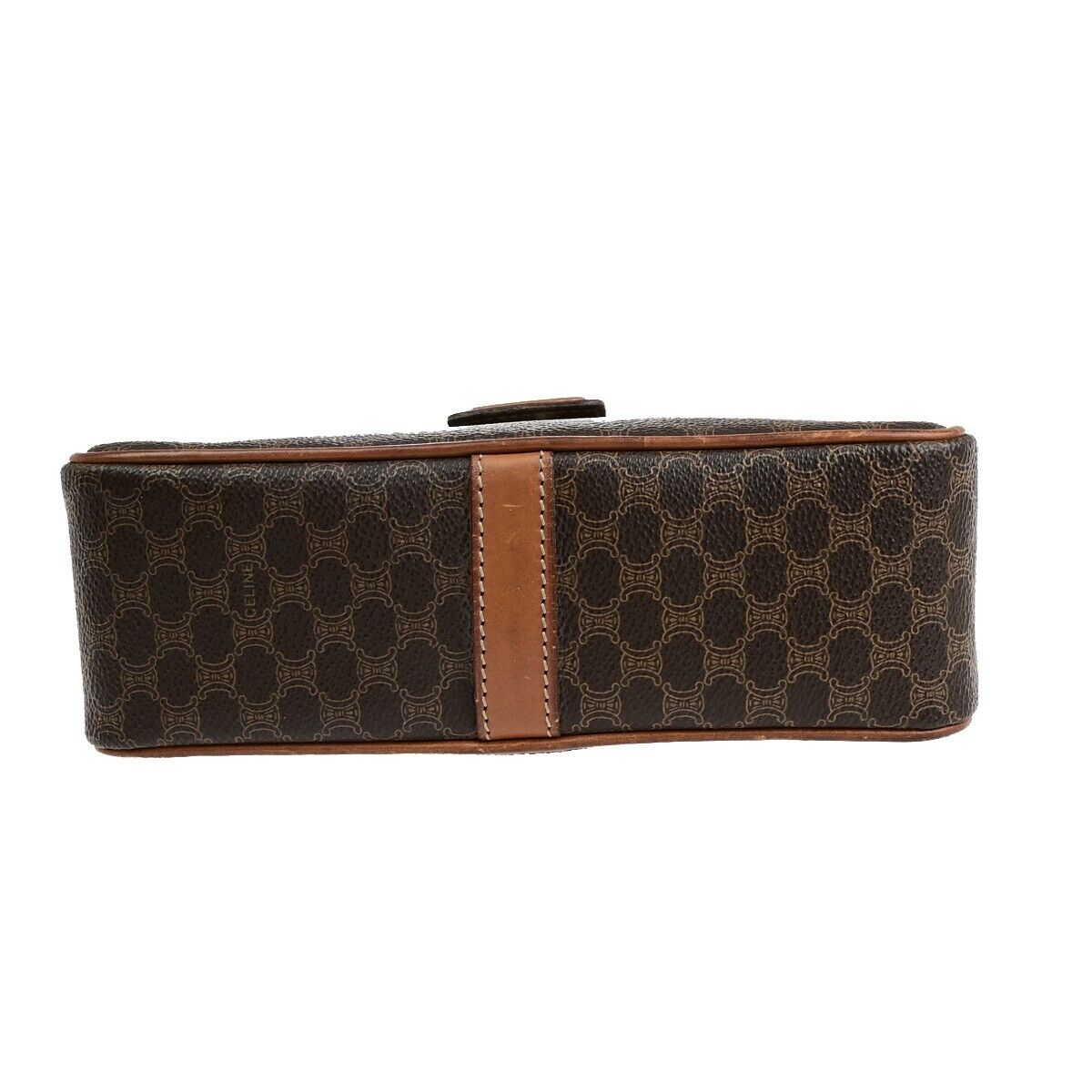 CELINE Logo Macadam Pattern Crossbody Shoulder Bag PVC Leather Brown 31EB749