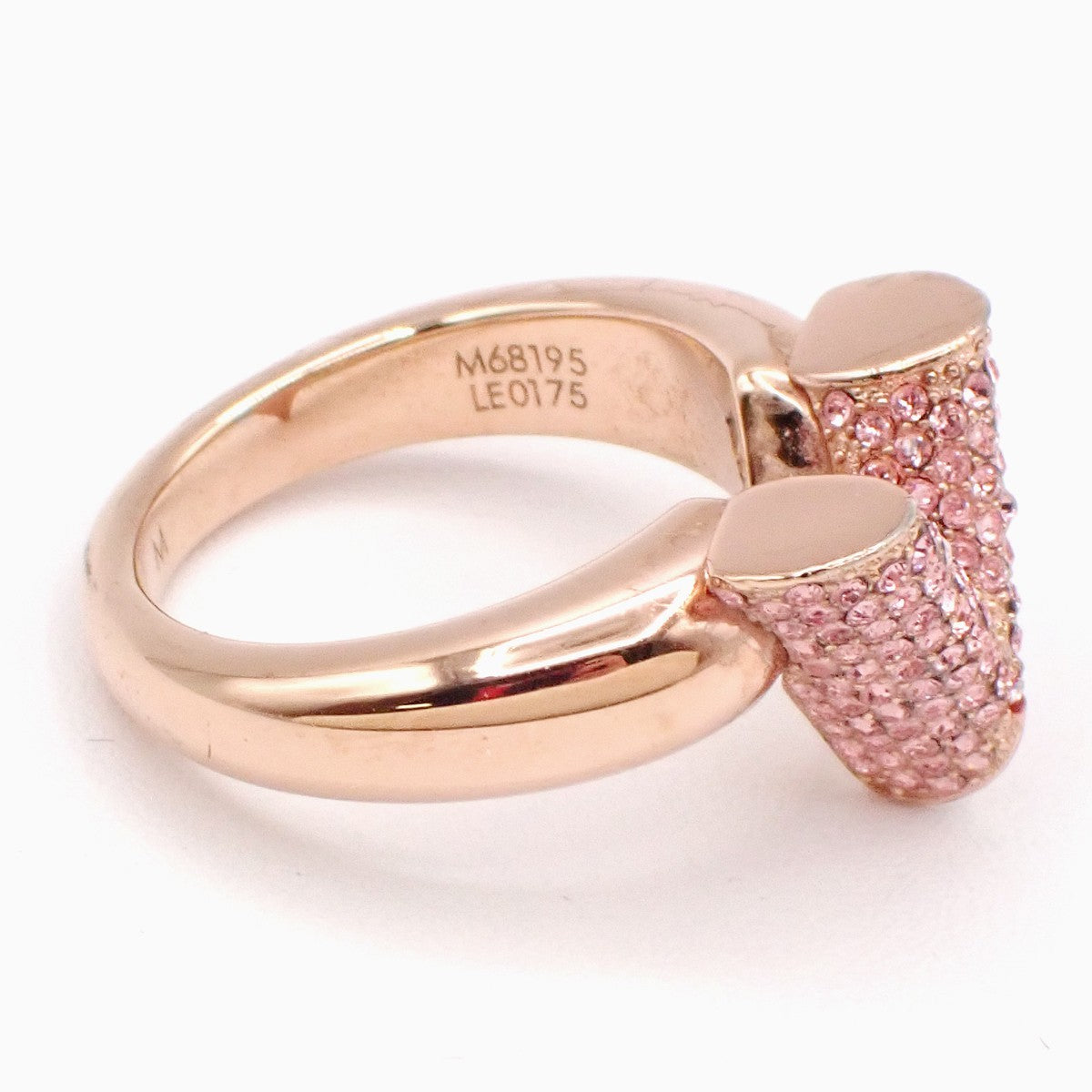 LOUIS VUITTON Essential V Strass Ring Size M Rose Gold Rhinestone M68195 30RL904