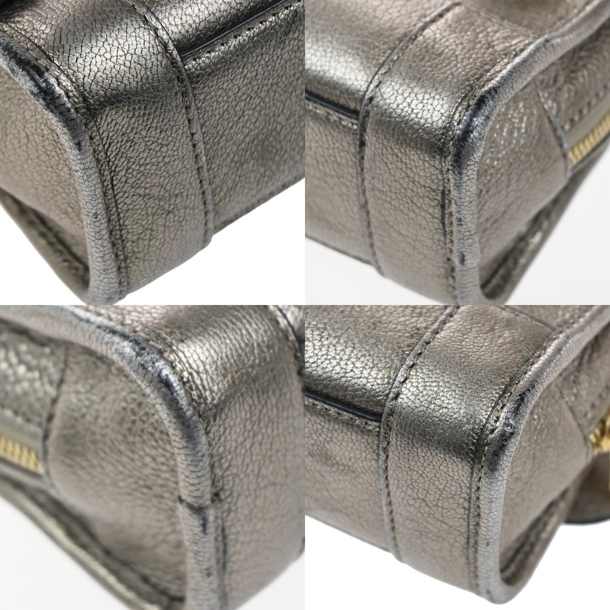 LOEWE Anagram Amazona Logo Mini Shoulder Hand Bag Leather Gray Gold GHW 87MA208