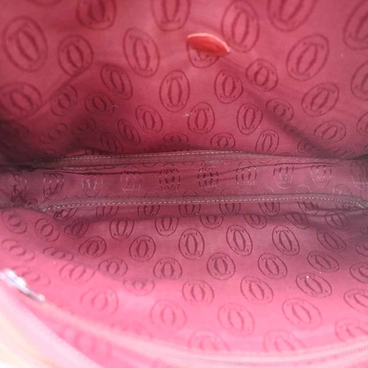 CARTIER Logo Must Line Shoulder Hand Bag Leather Red  Burgundy Italy 67MA134