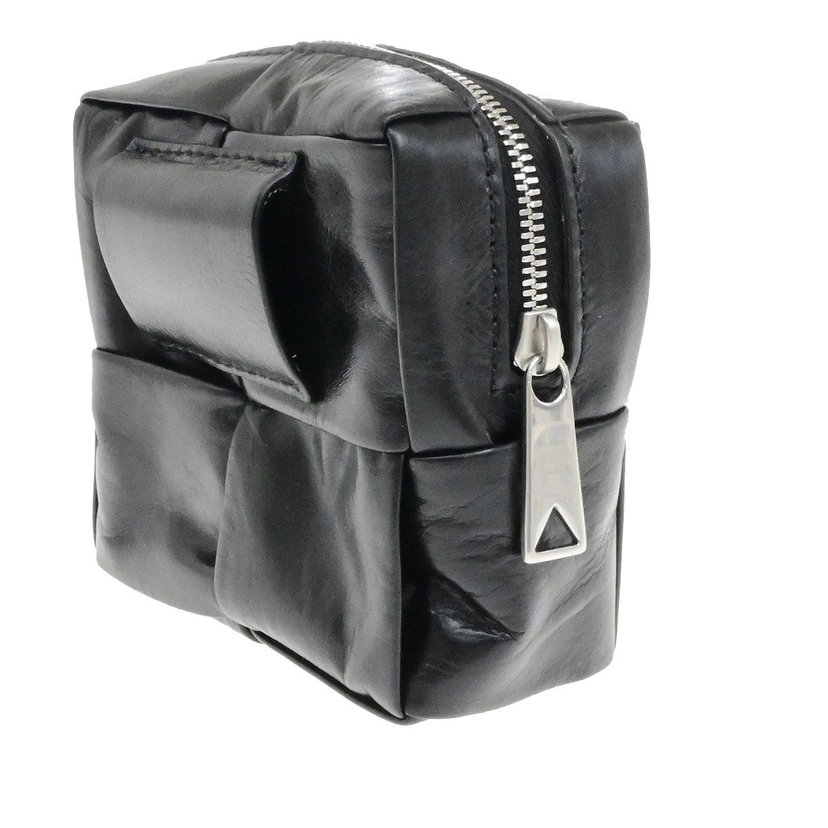 BOTTEGA VENETA Logo Cassette Mini Belt Bum Bag 100cm/40in Leather BK SHW 19RL092