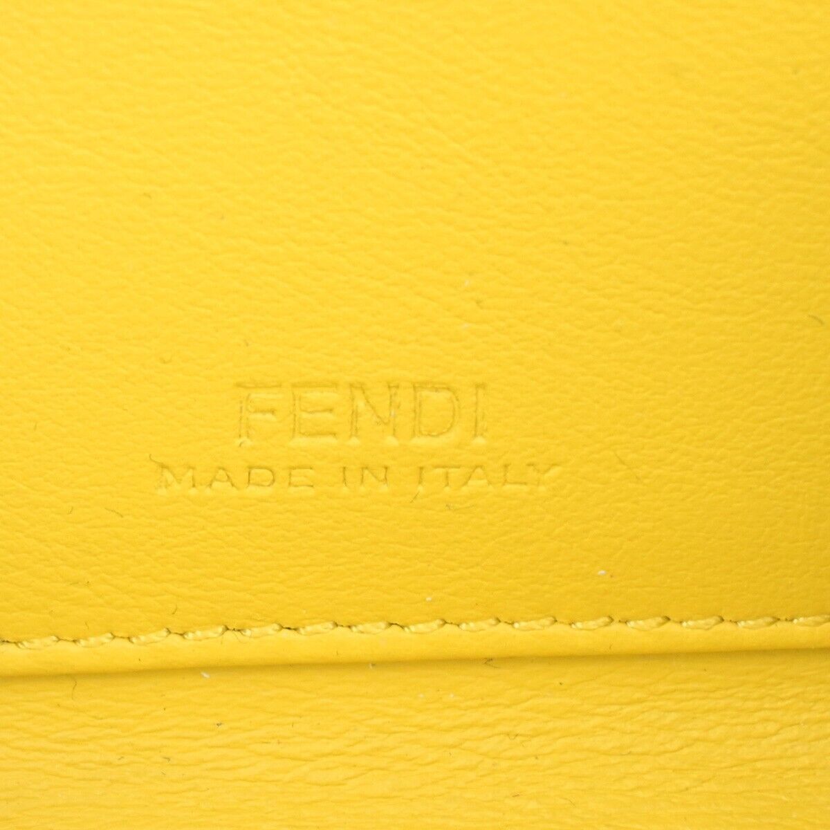 FENDI Logo Coin Case Wallet Purse Leather Black Yellow Silver Italy 36RK788
