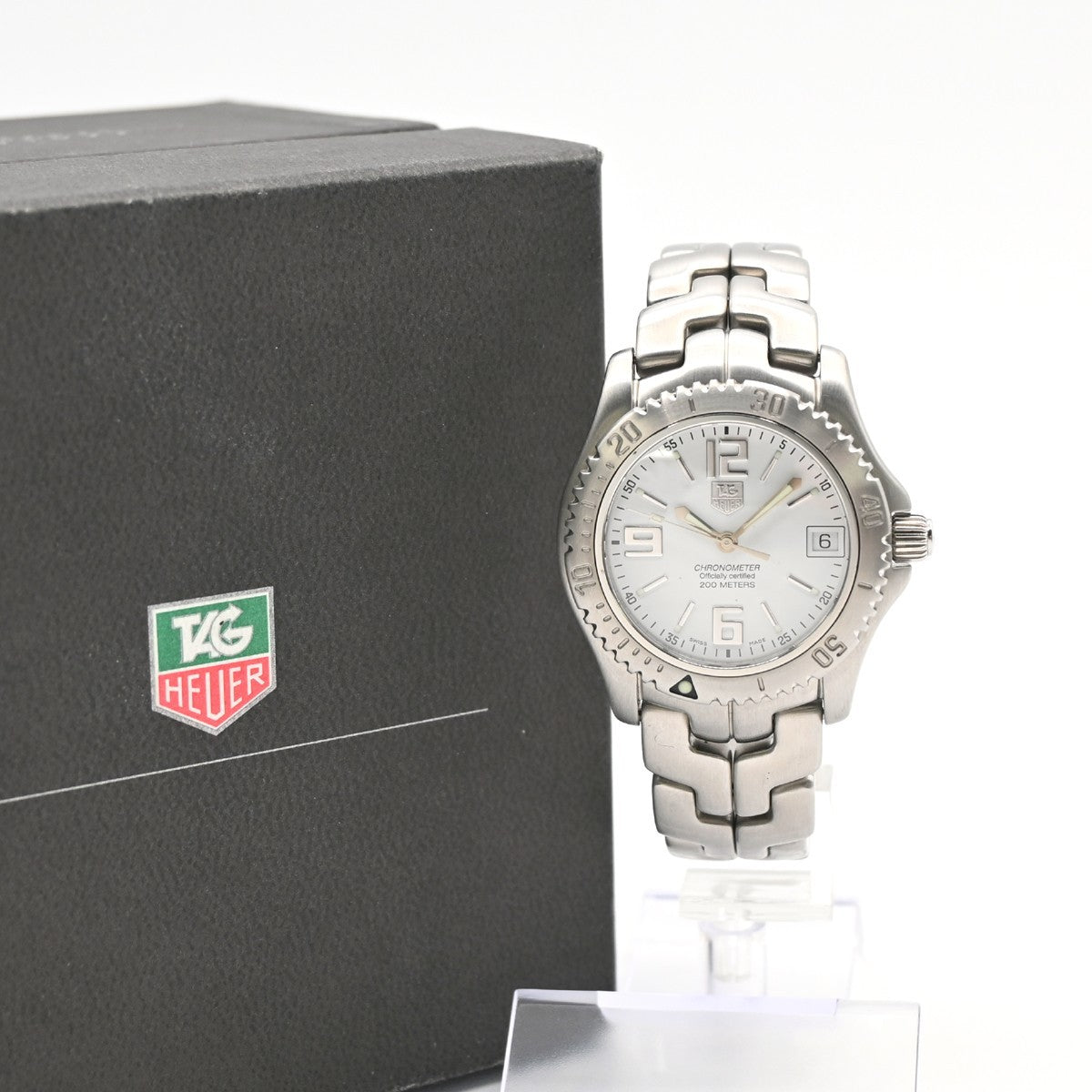 TAG HEUER Link Date Watch 35mm WT5211 Chronograph AT White Dial SS 10LC595