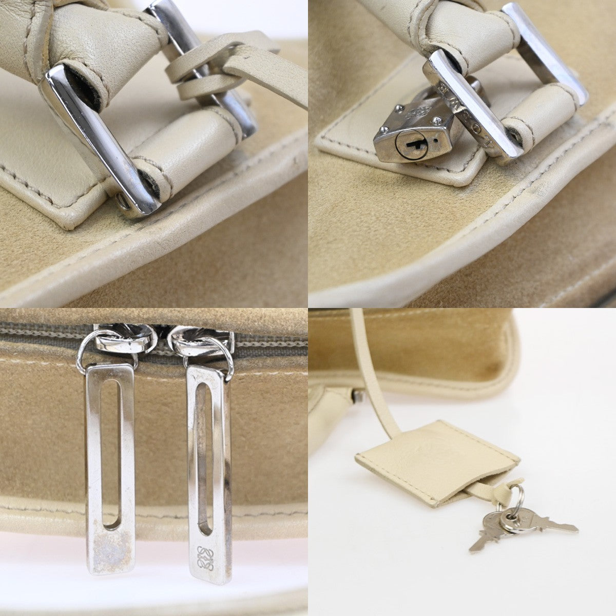 LOEWE Anagram logo Amazona 28 Handbag Suede Leather Beige Spain SHW 38CA785