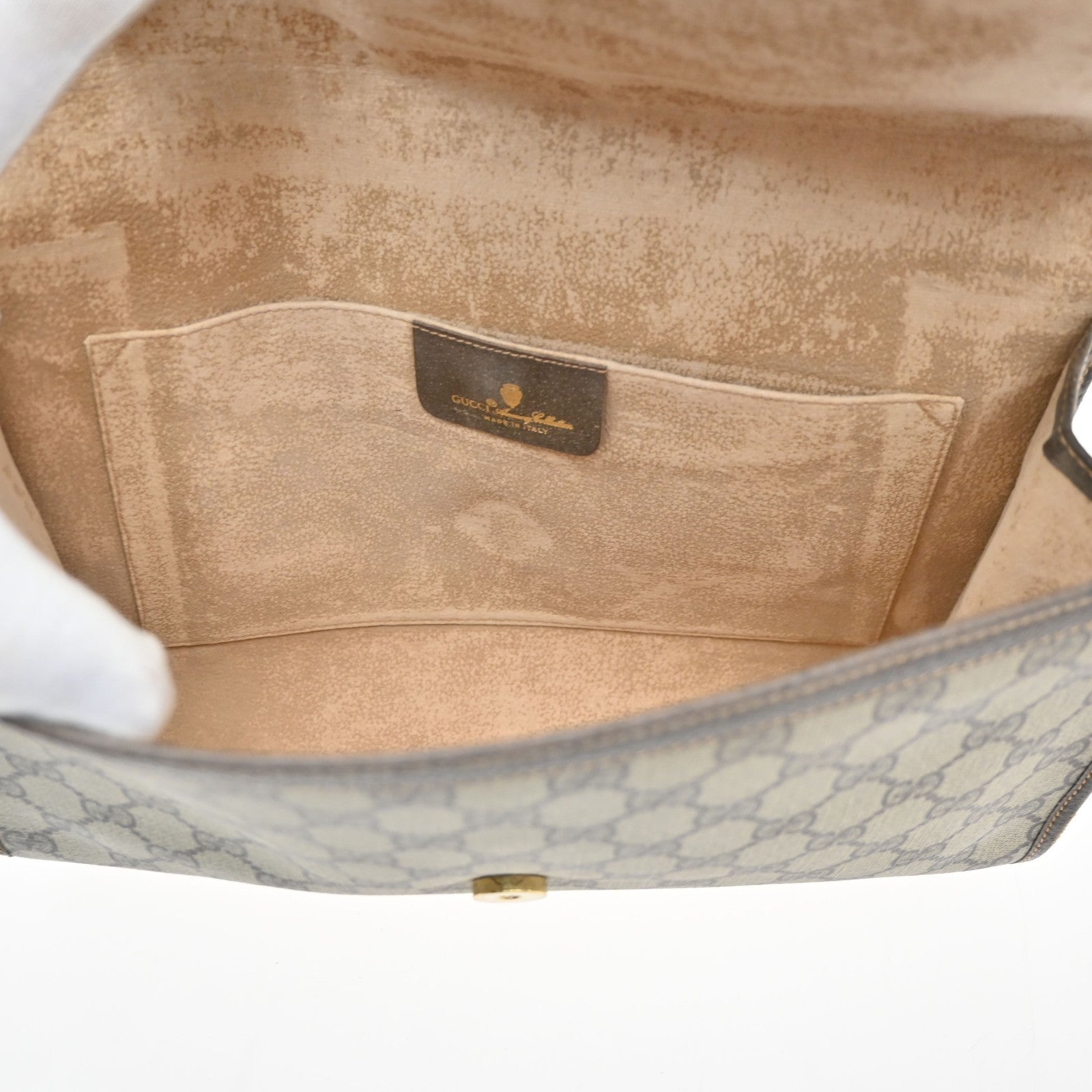 GUCCI GG Sherry Pattern Clutch Hand Bag PVC Leather Brown Italy 09KD128