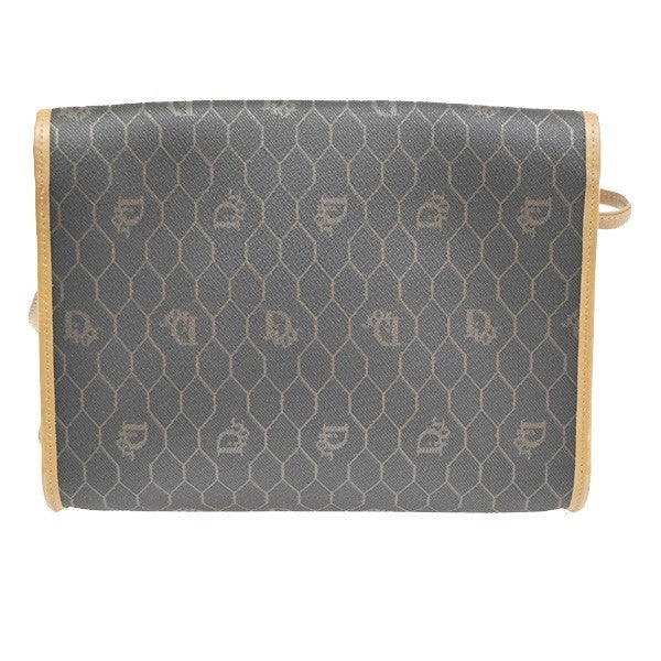 CHRISTIAN DIOR Honeycomb Shoulder Bag PVC Leather Brown Gray GHW 31CB033